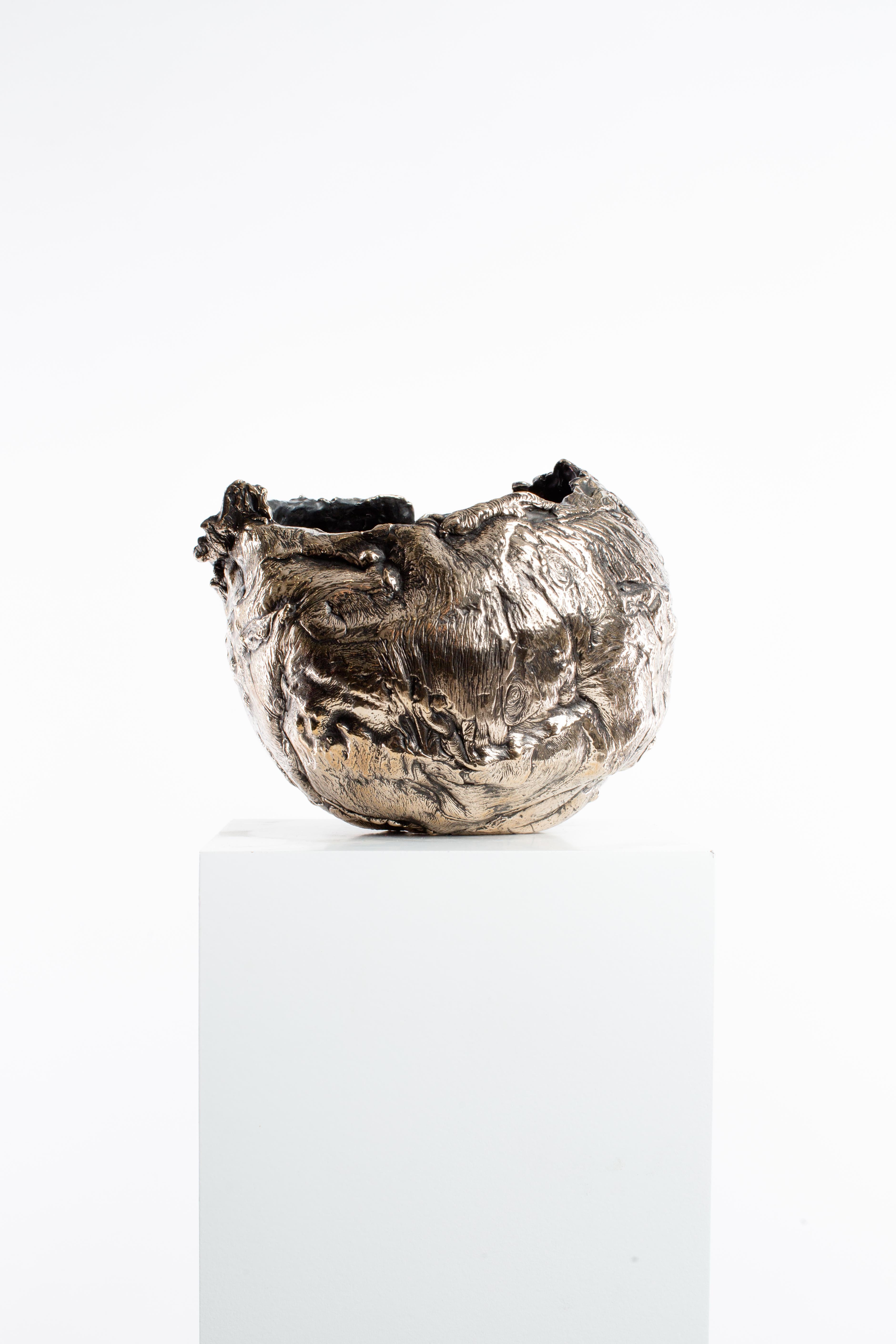 Polished, Bronze, Patina, Abstract, Contemporary, Modern, Sculpture, Vessel 3