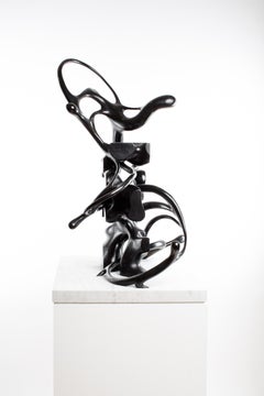 Black, Bronze, Patina, White, Marble, Abstract, Contemporary, Modern, Sculpture