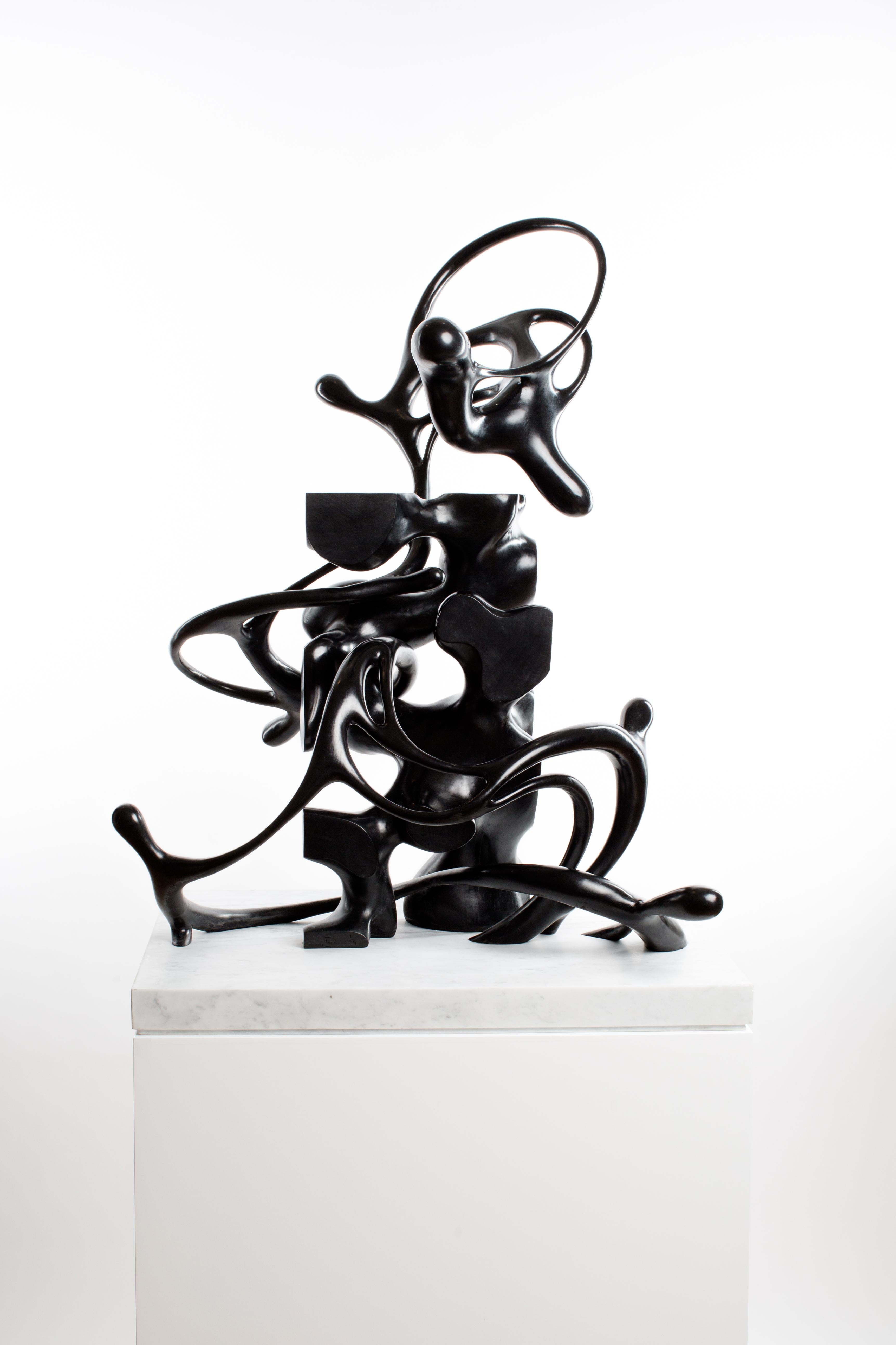 Driaan Claassen Abstract Sculpture - Black, Bronze, Patina, White, Marble, Abstract, Contemporary, Modern, Sculpture