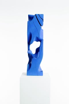 Blue, Rectangle, Stained, Wood, Abstract, Contemporary, Modern, Sculpture
