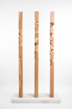 Raw, Wood, White, Marble, Abstract, Contemporary, Modern, Sculpture