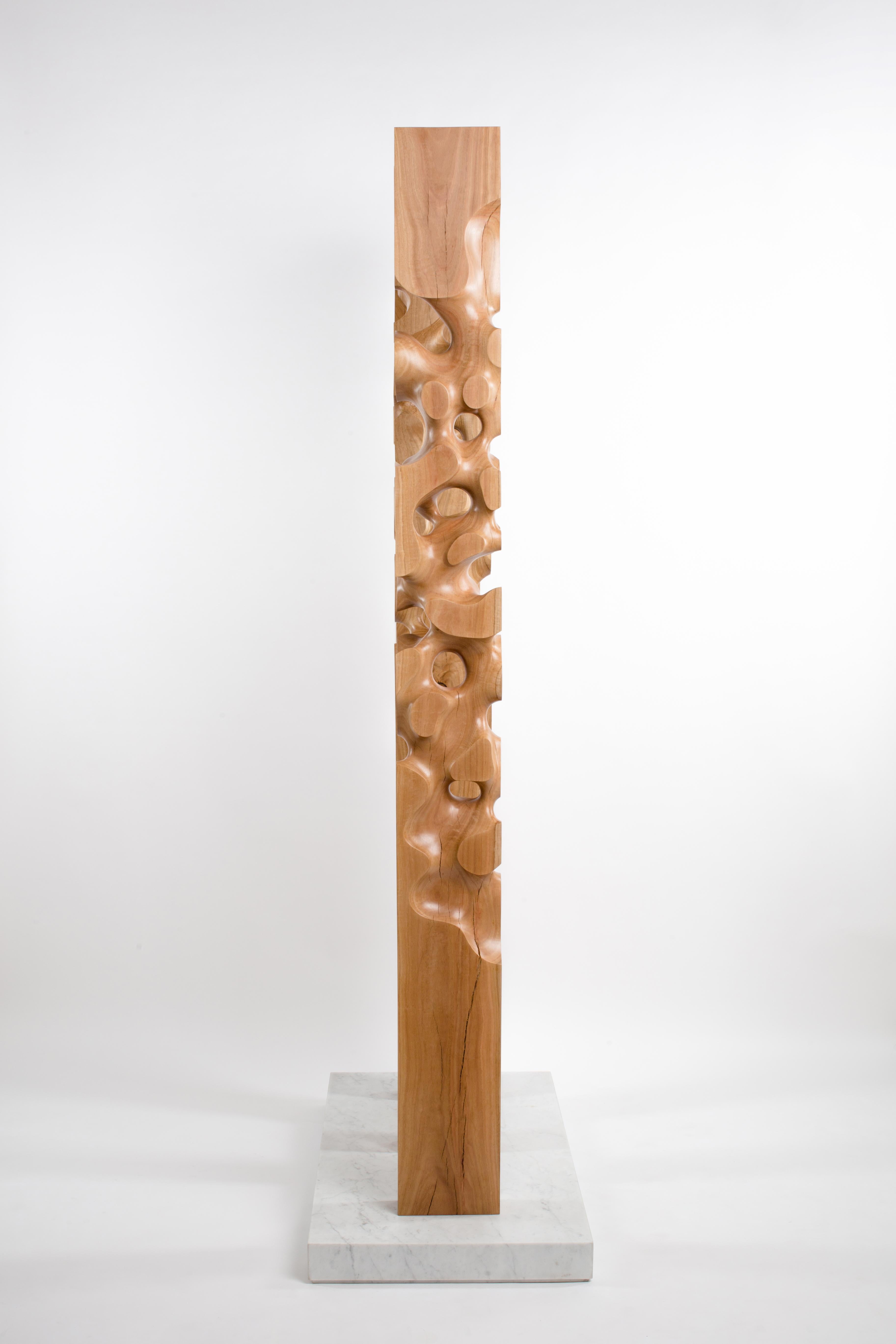 Raw, Wood, White, Marble, Abstract, Contemporary, Modern, Sculpture For Sale 2