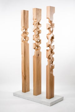 Raw, Wood, White, Marble, Abstract, Contemporary, Modern, Sculpture