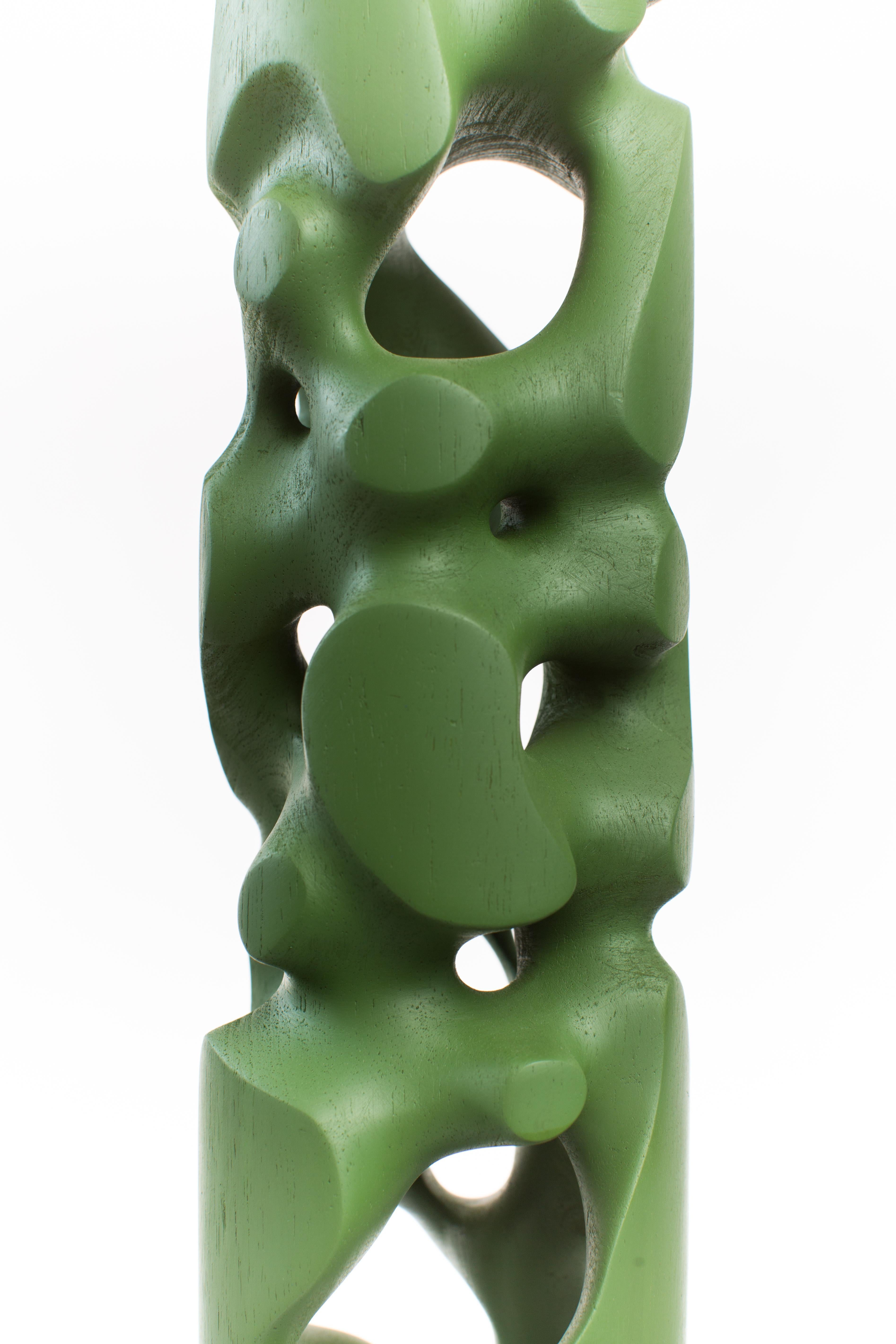 Green, Stained, Wood, cylinder, Abstract, Contemporary, Modern, Sculpture 2