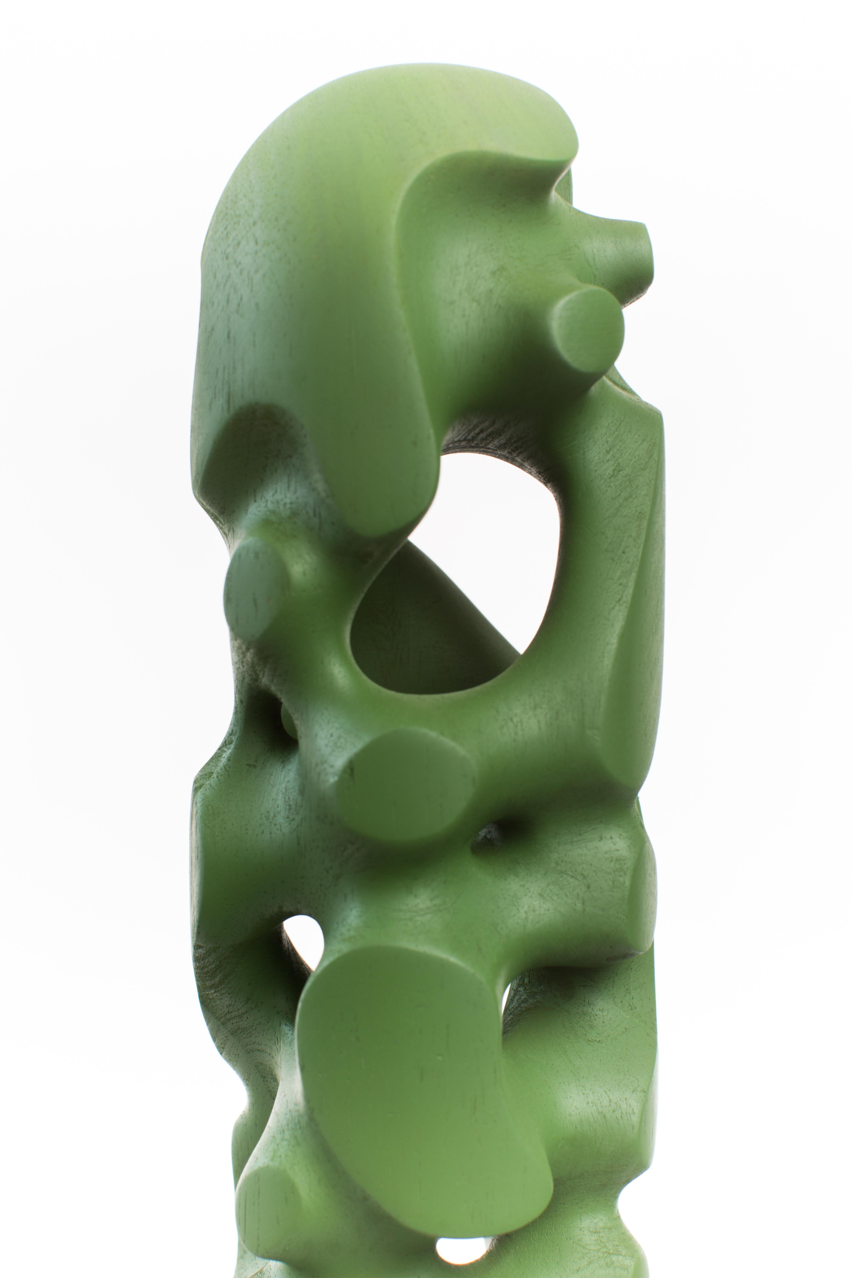 Green, Stained, Wood, cylinder, Abstract, Contemporary, Modern, Sculpture 3