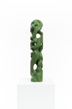 Green, Stained, Wood, cylinder, Abstract, Contemporary, Modern, Sculpture