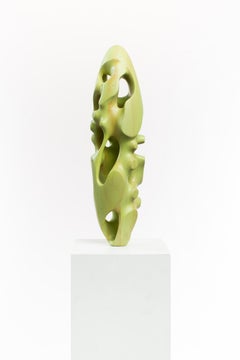 Green, Stained, Wood, Oval, Abstract, Contemporary, Modern, Sculpture