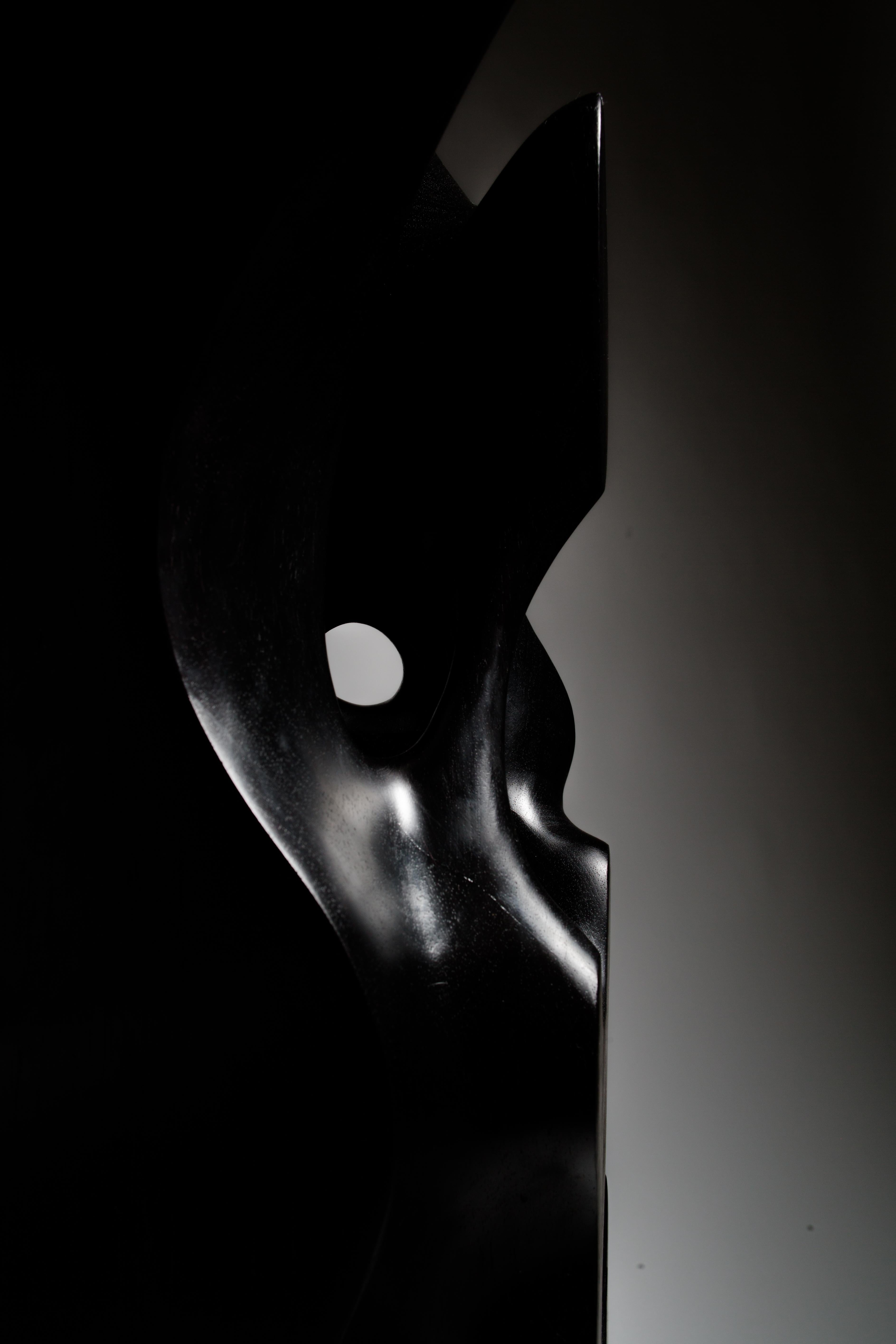 Large, Black, Stained, Gloss, Wooden, Abstract, Contemporary, Modern, Sculpture For Sale 5