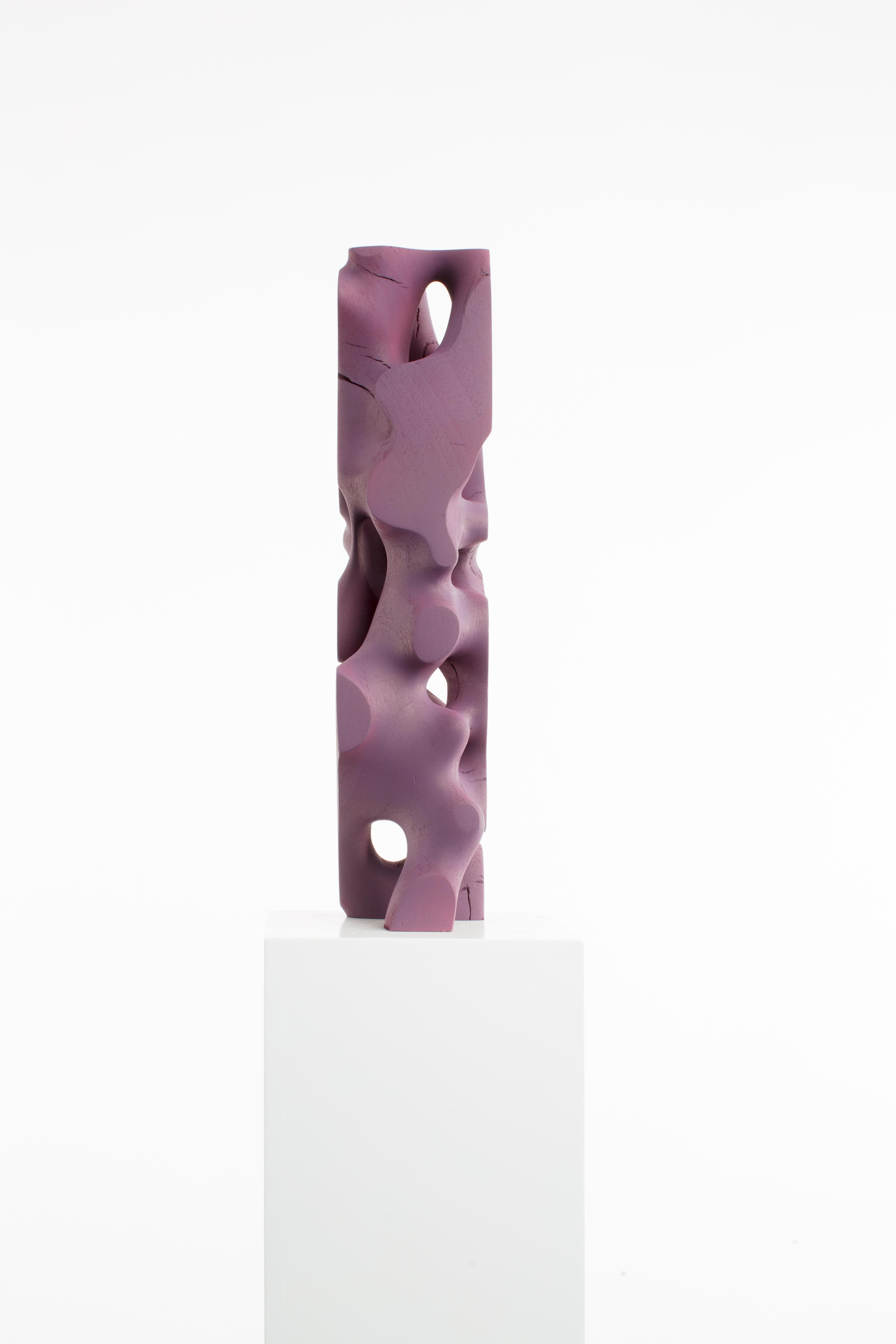 Purple, Wood, Matte, Abstract, Contemporary, Modern, Sculpture For Sale 1