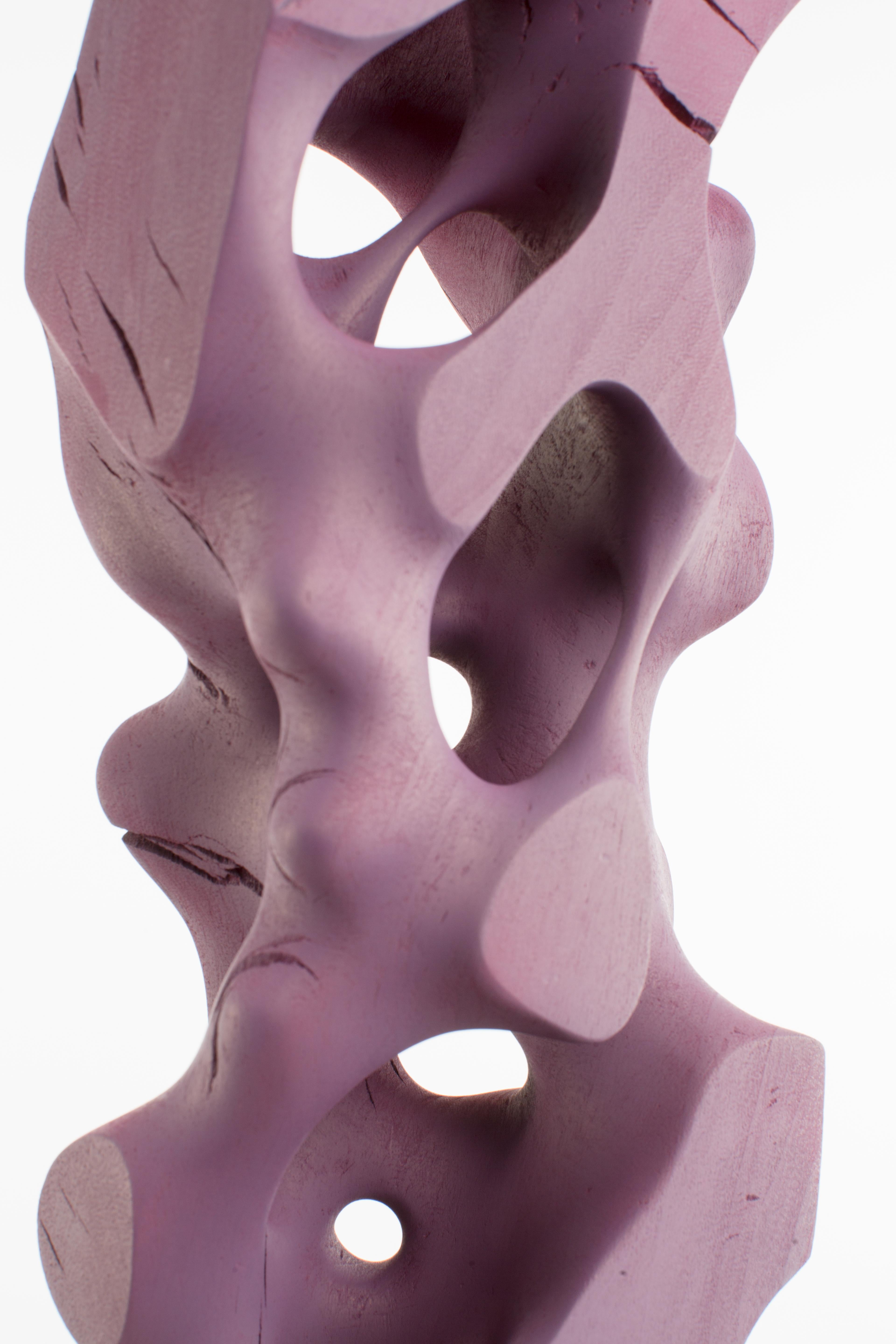Purple, Wood, Matte, Abstract, Contemporary, Modern, Sculpture For Sale 4