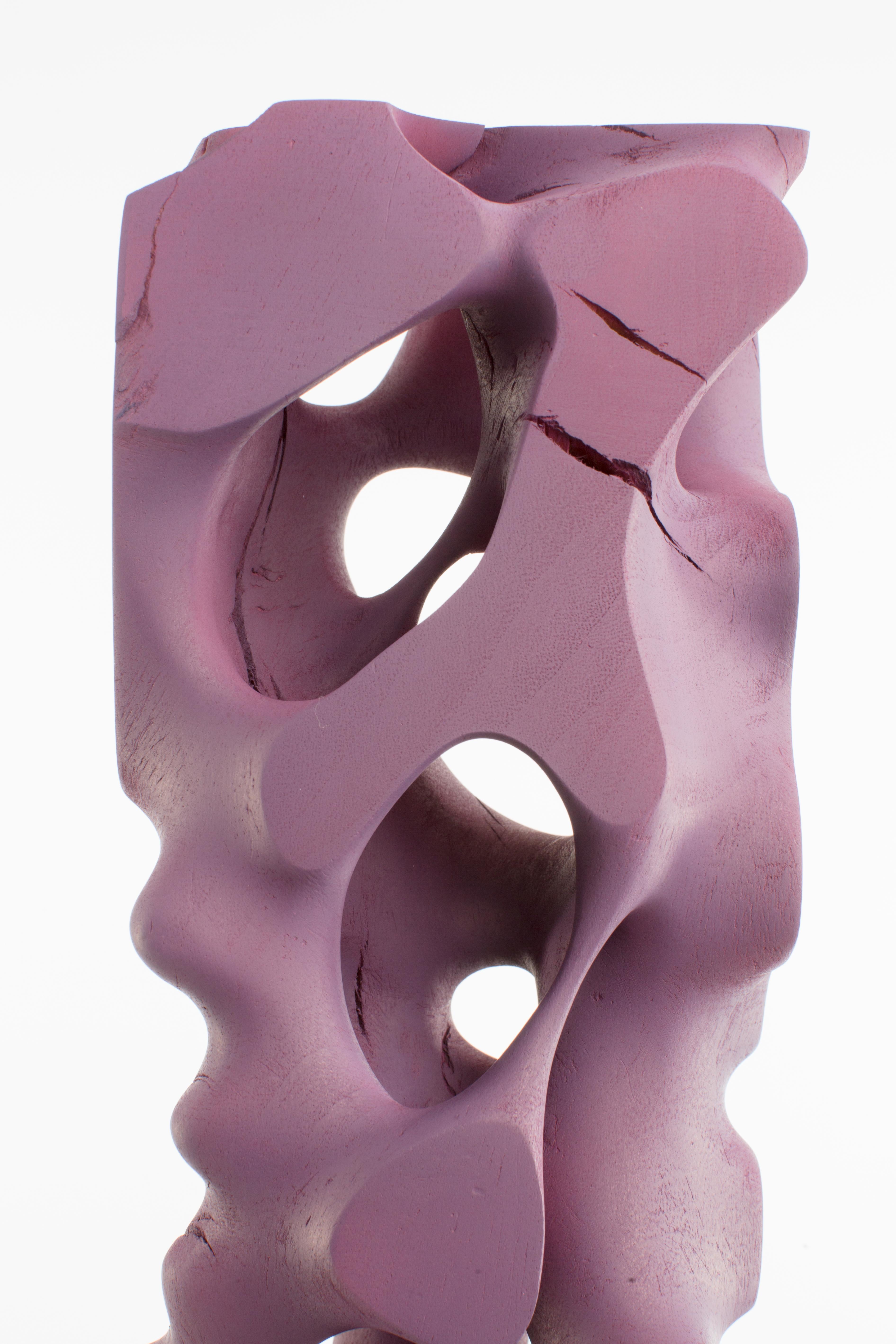 Purple, Wood, Matte, Abstract, Contemporary, Modern, Sculpture For Sale 5