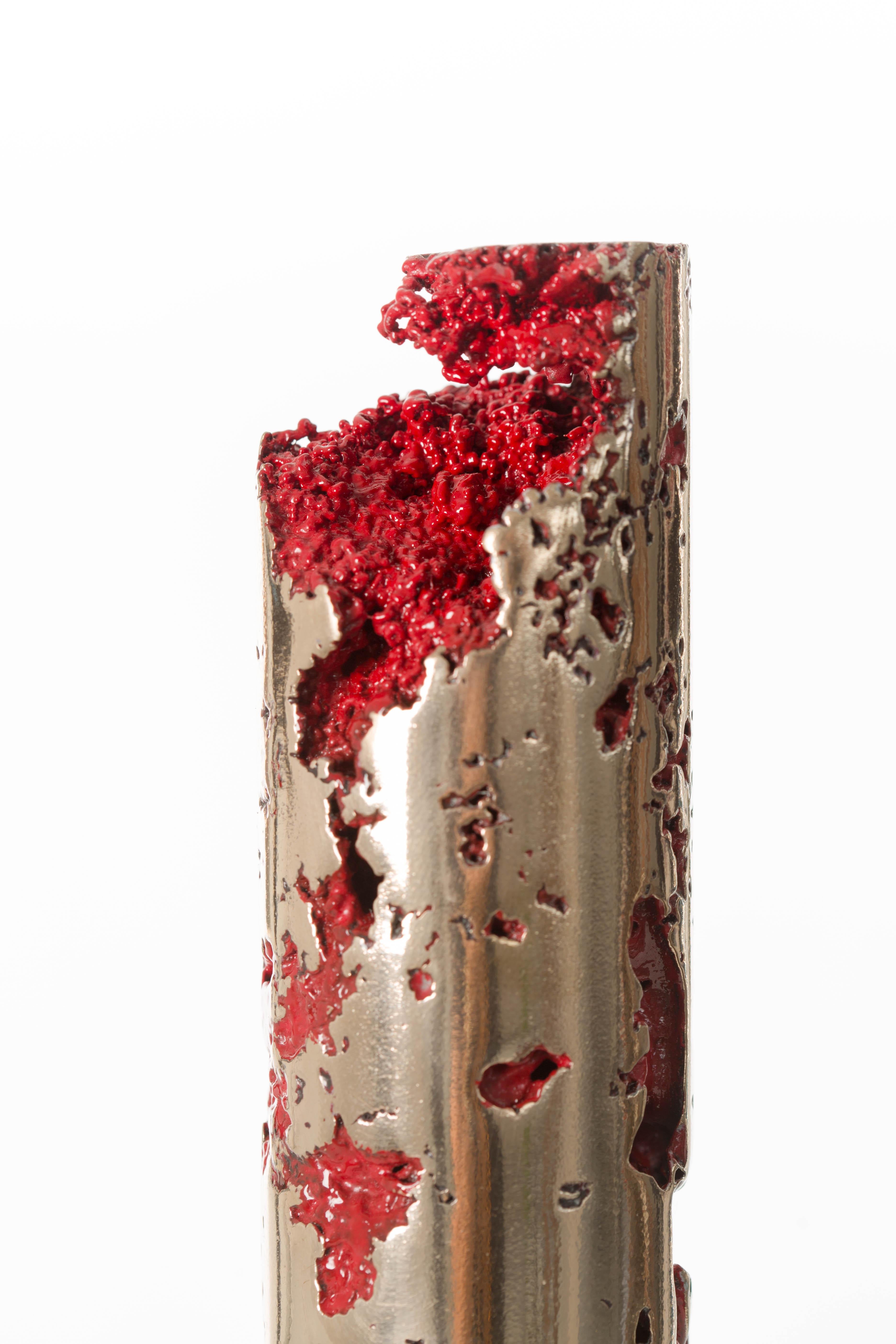 Red, Bronze, Cylinder, Polish, Art, Modern, Sculpture, Abstract, Contemporary For Sale 2