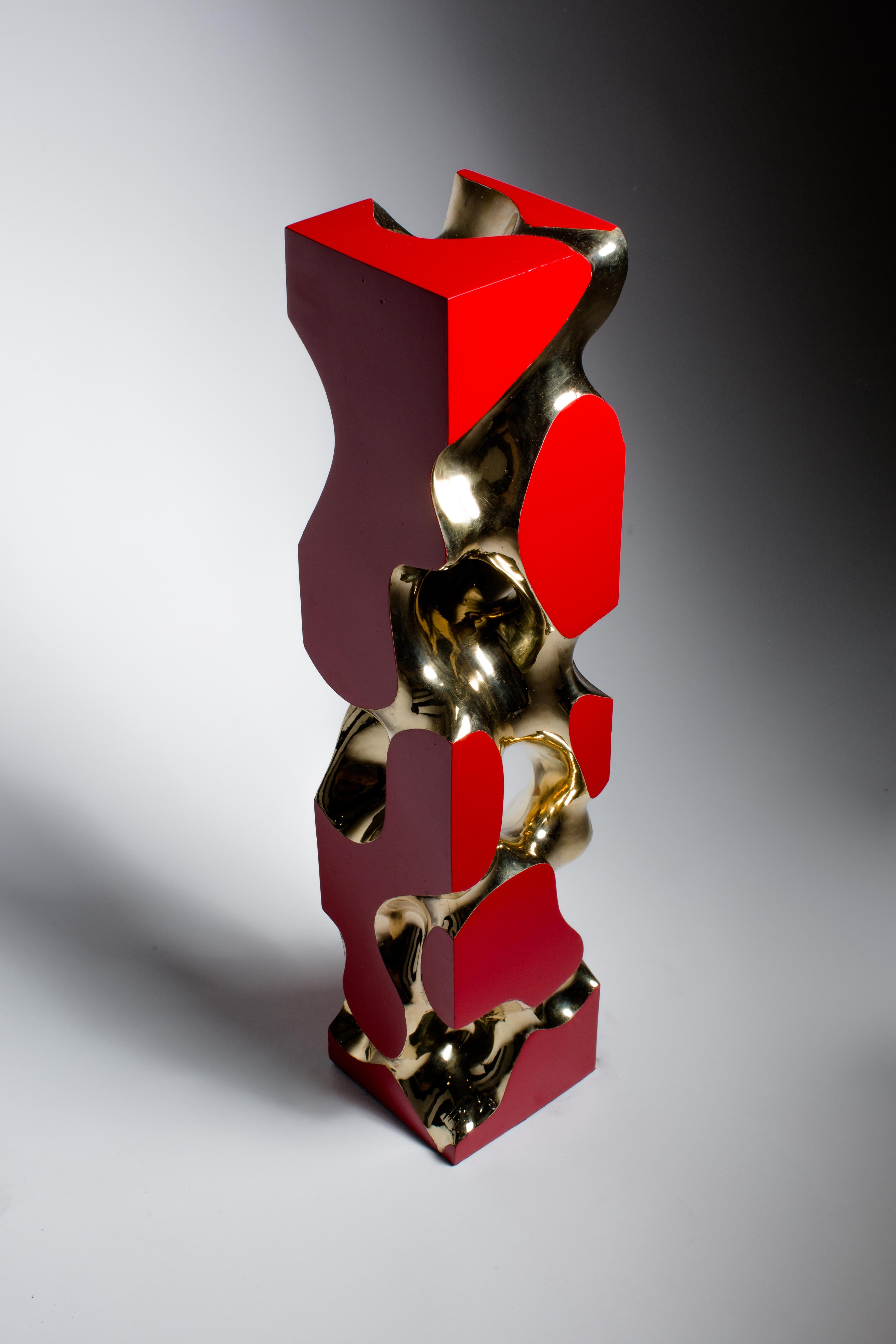 Red, Polish, Bronze, Abstract, Contemporary, Modern, Sculpture 2nd Edition For Sale 7