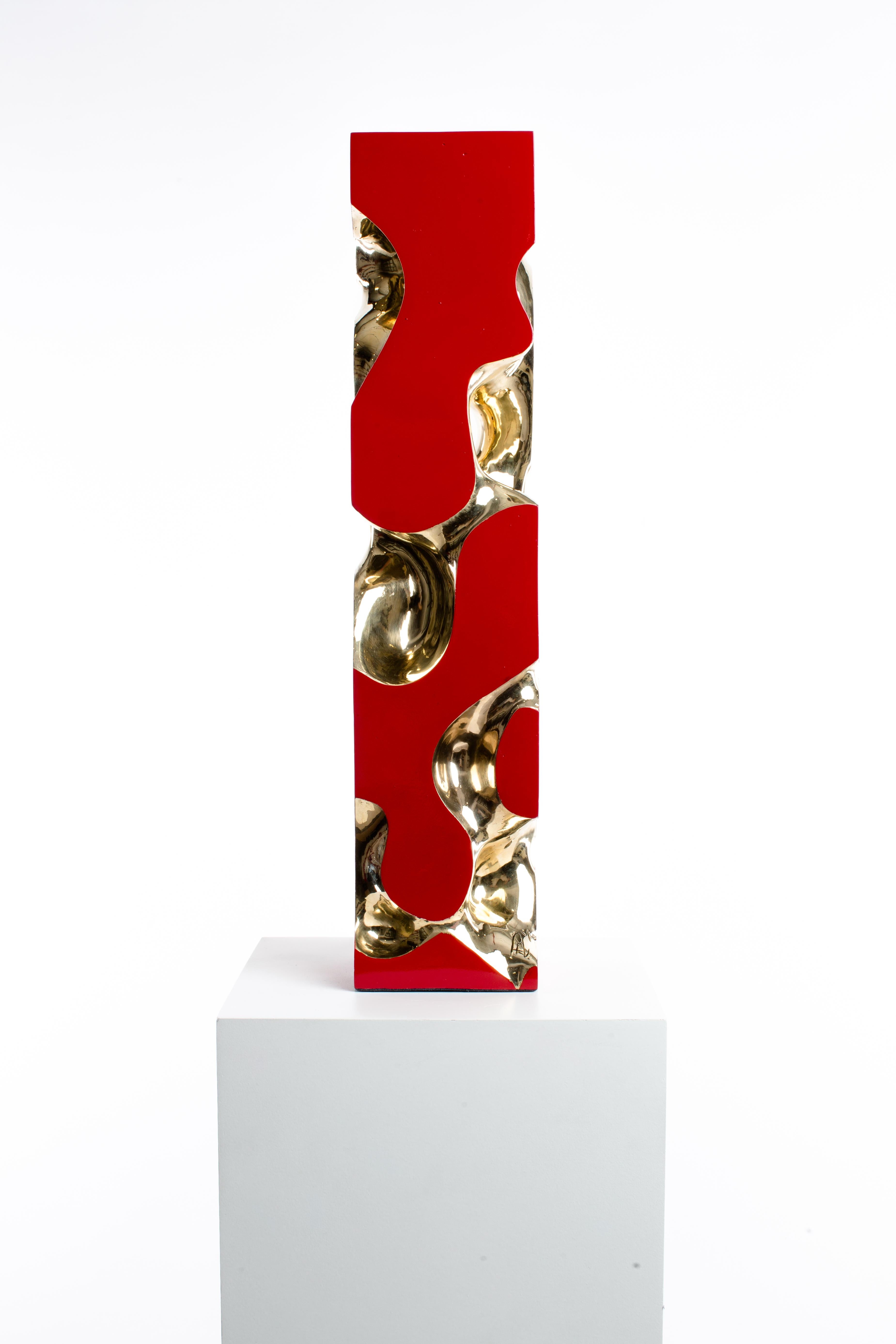 Red, Polish, Bronze, Abstract, Contemporary, Modern, Sculpture 2nd Edition For Sale 1