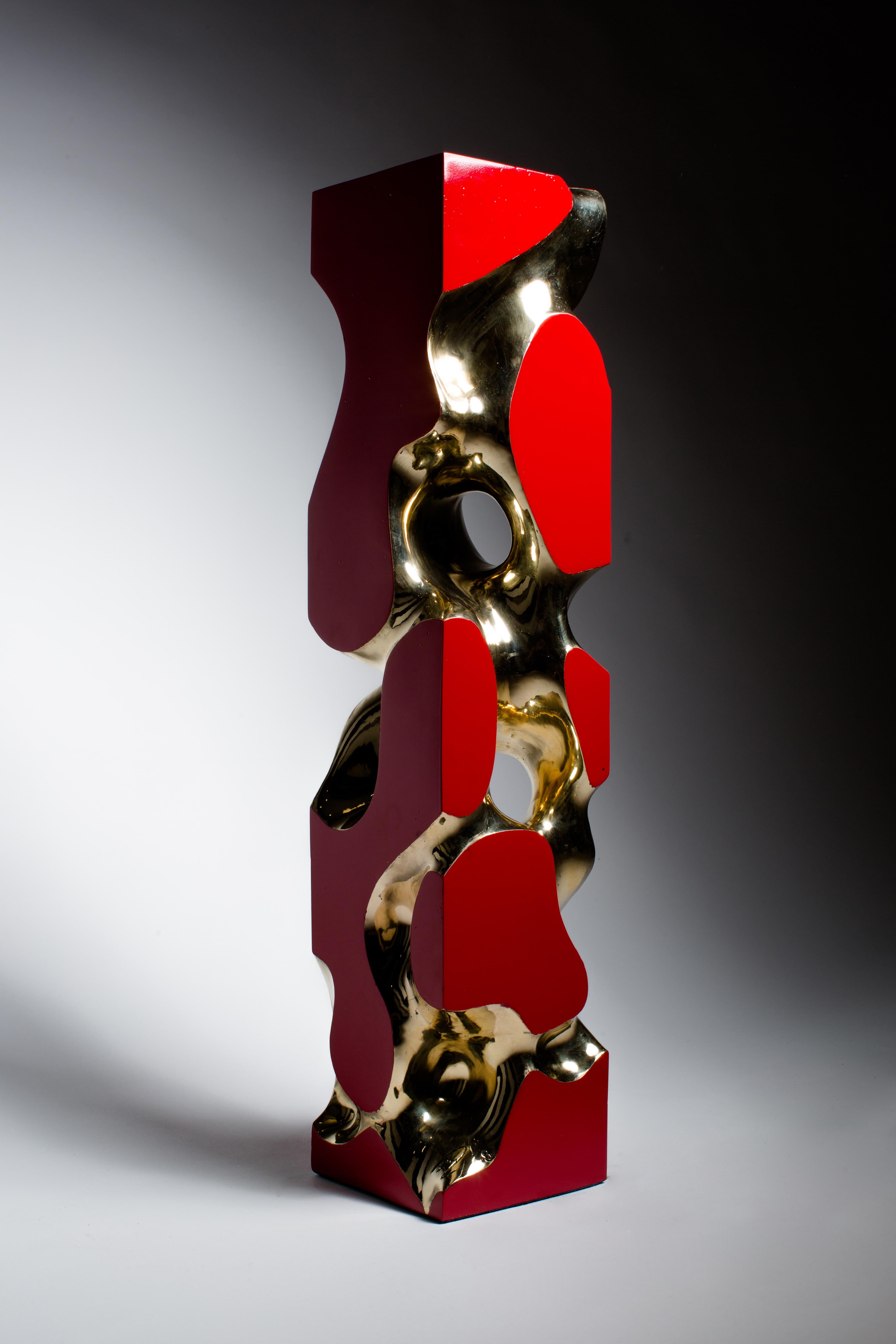 Red, Polish, Bronze, Abstract, Contemporary, Modern, Sculpture 2nd Edition For Sale 2