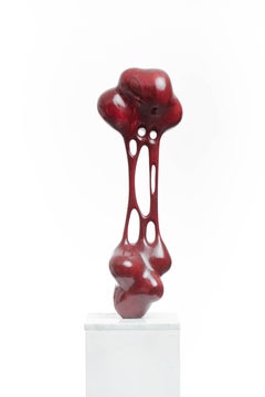 Used Red, Stained, Wood, Sticky, Art, Modern, Sculpture, Contemporary, Artwork