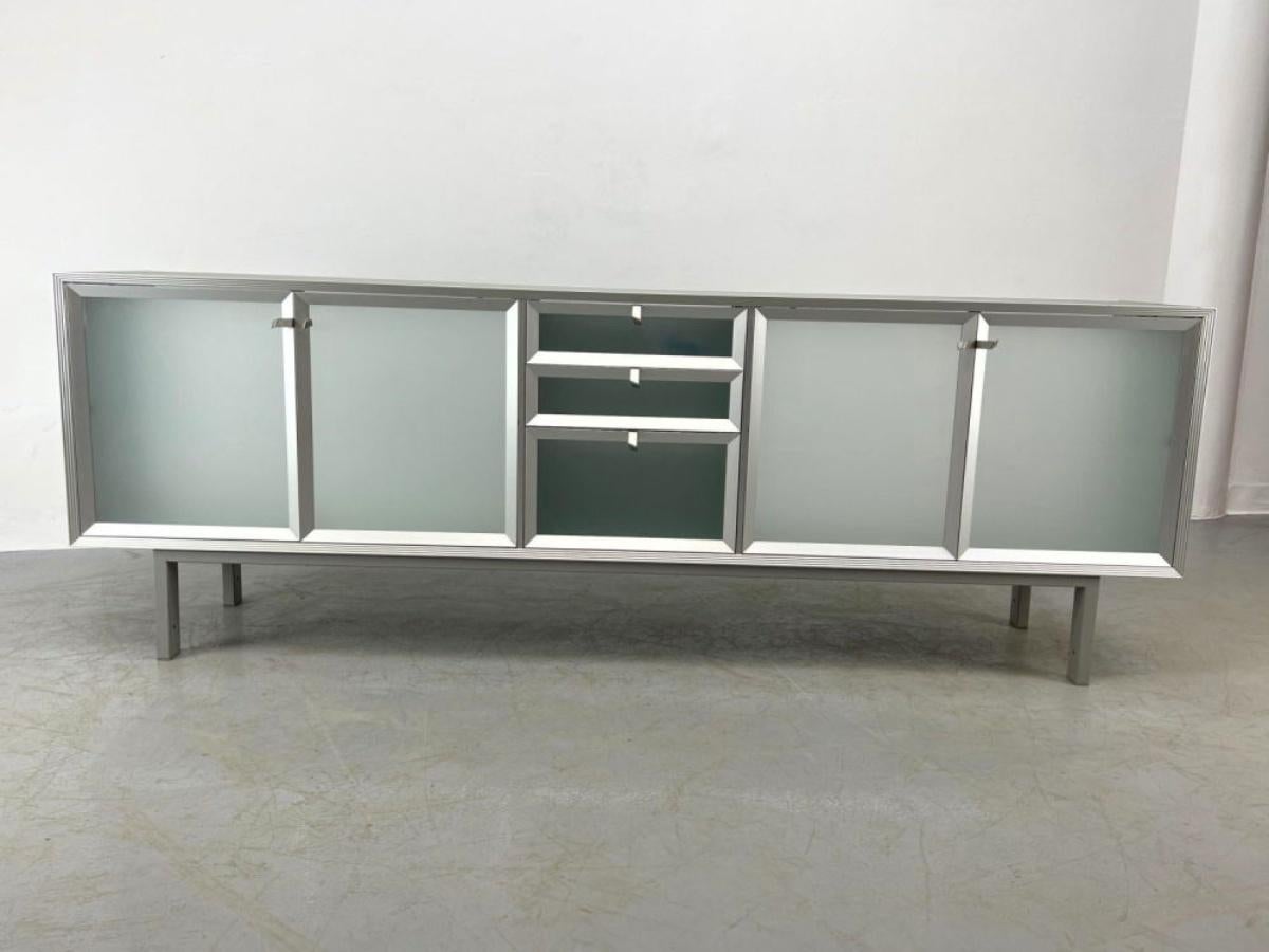Modern Driade Aleph Frosted Glass Aluminum Credenza by Antonia Astori