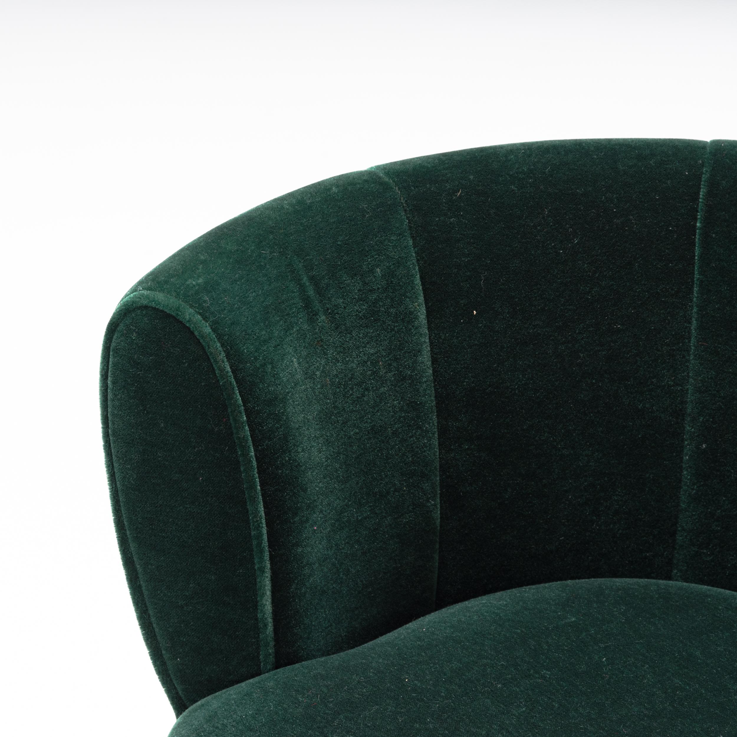 Italian Driade by Laudani & Romanelli Green Velvet Lisa Chairs, Set of 2