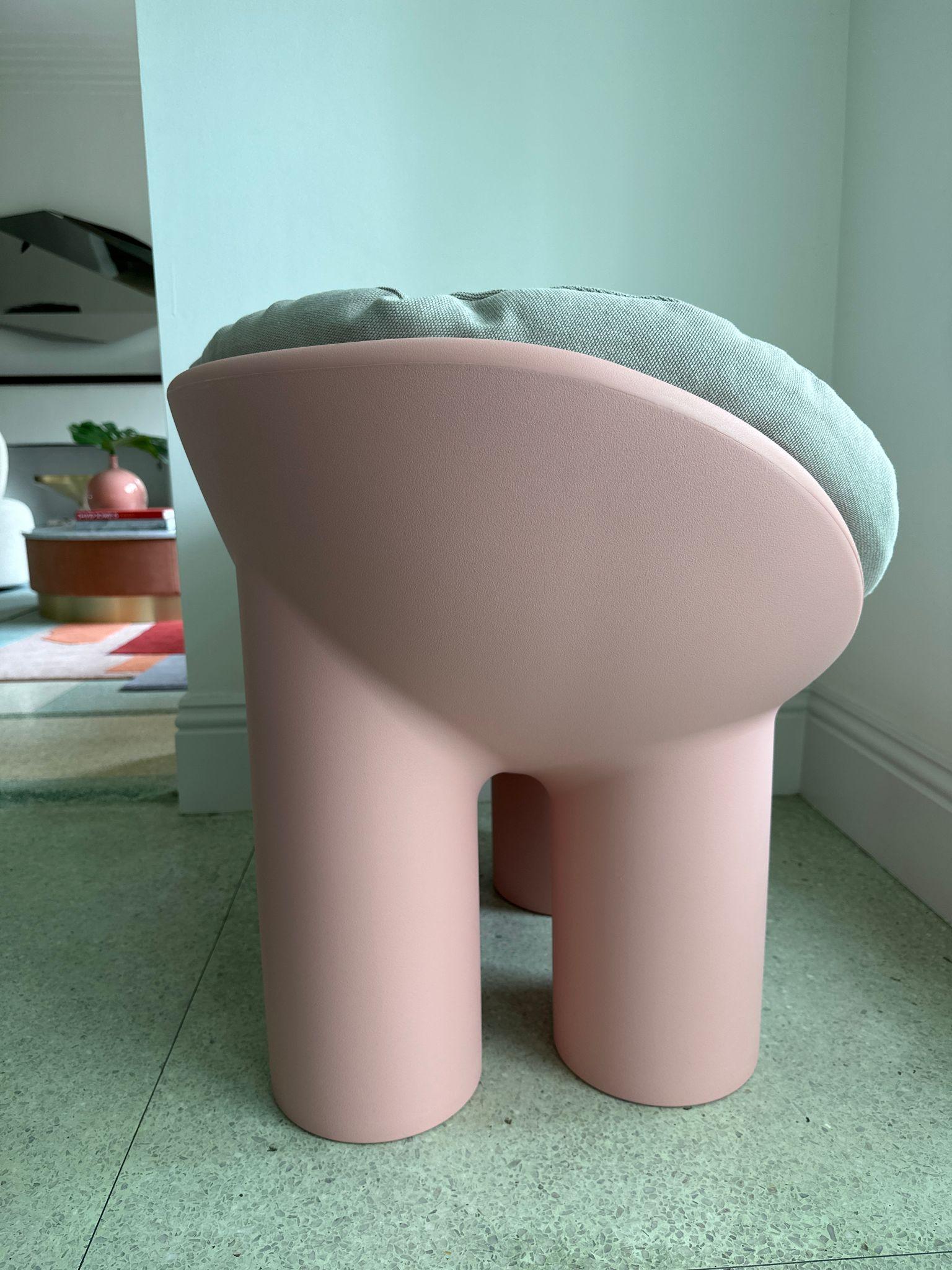 Textile Driade Indoor Pink Roly Poly Lounge Chair with Cushion in STOCK For Sale