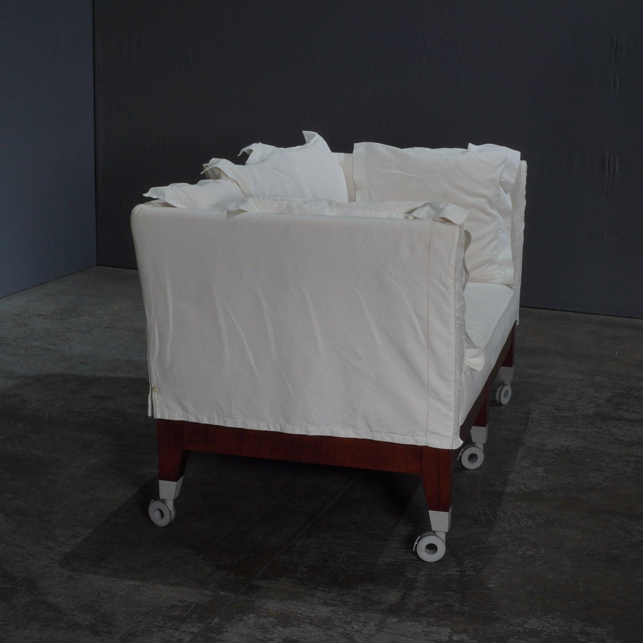 Aluminum Driade Neoz Sofa and Pouf by Philippe Starck