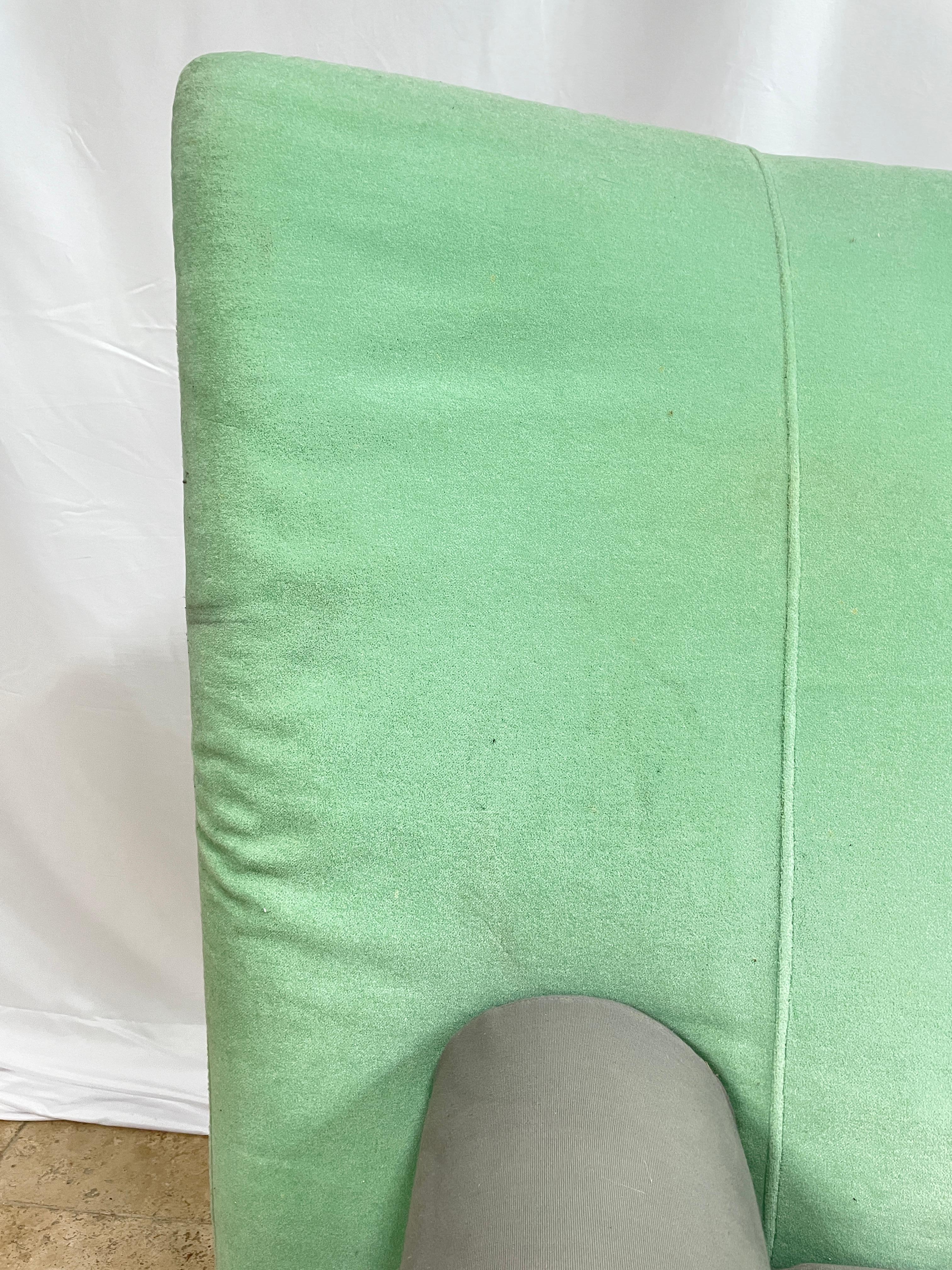 Modern Driade Royalton Fabric Sofa Green and Grey Two-Seater Couch by Philippe Starck