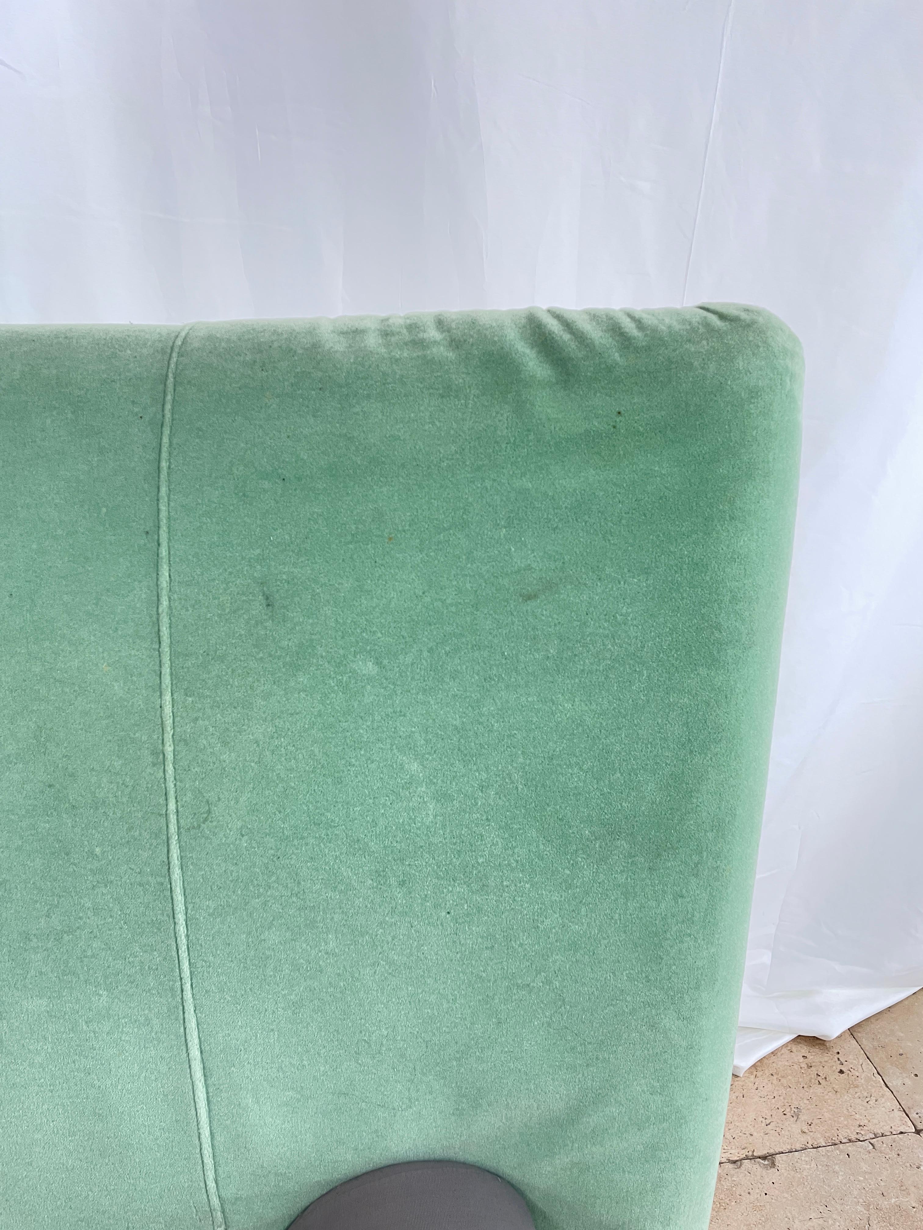 Driade Royalton Fabric Sofa Green and Grey Two-Seater Couch by Philippe Starck In Distressed Condition In Malibu, US