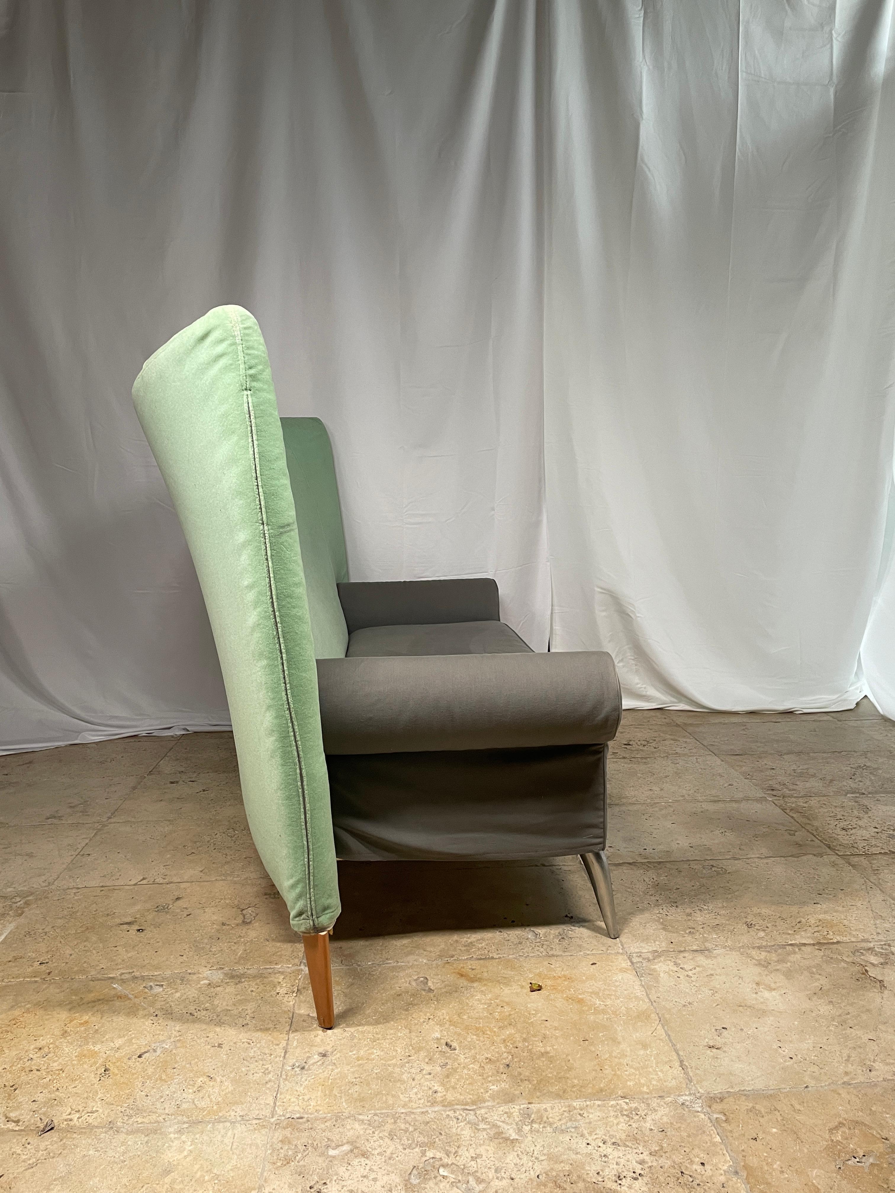 Driade Royalton Fabric Sofa Green and Grey Two-Seater Couch by Philippe Starck 3