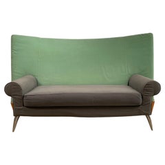 Driade Royalton Fabric Sofa Green and Grey Two-Seater Couch by Philippe Starck