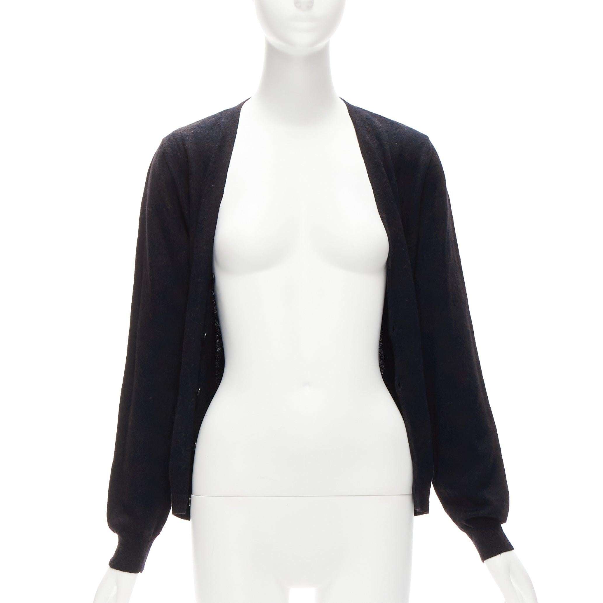DRIES VAN NOTEN 100% Merinowolle schwarze Strickjacke mit Knopfleiste L (Schwarz) im Angebot