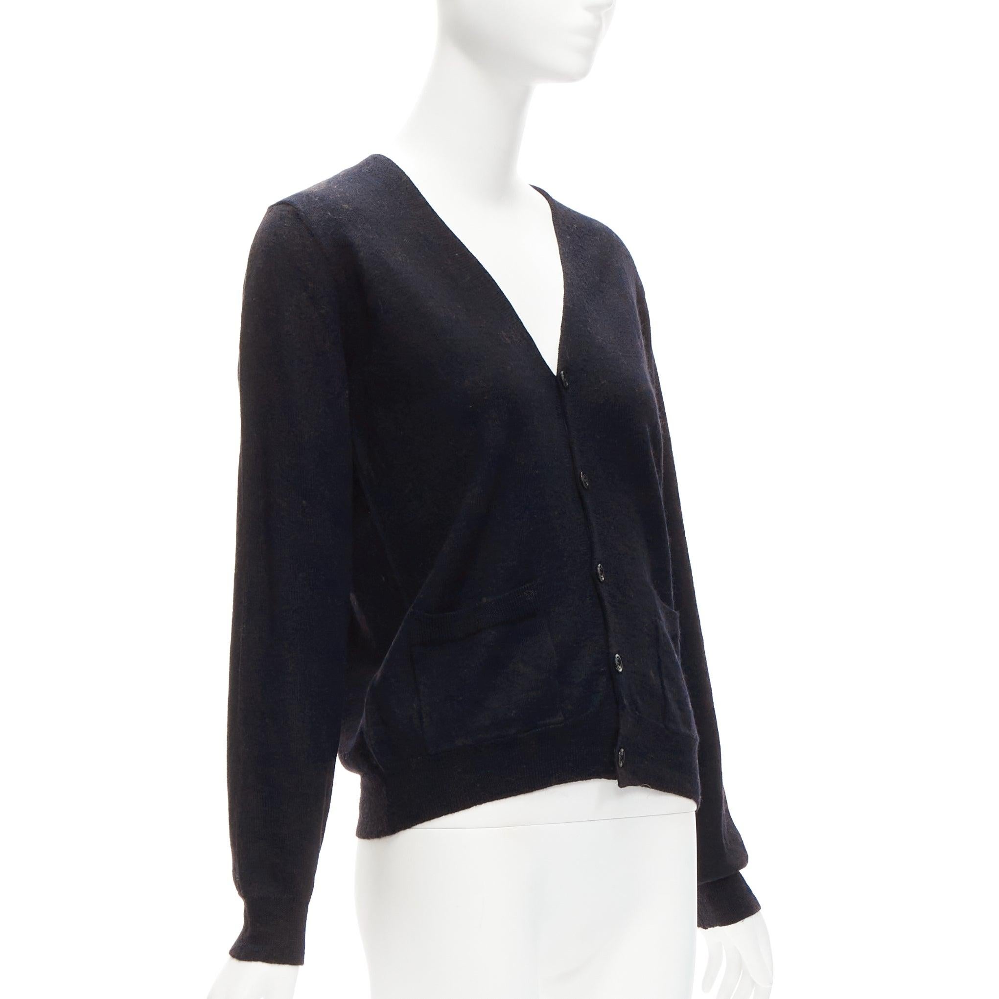 Black DRIES VAN NOTEN 100% merino wool black buttoned cardigan L For Sale