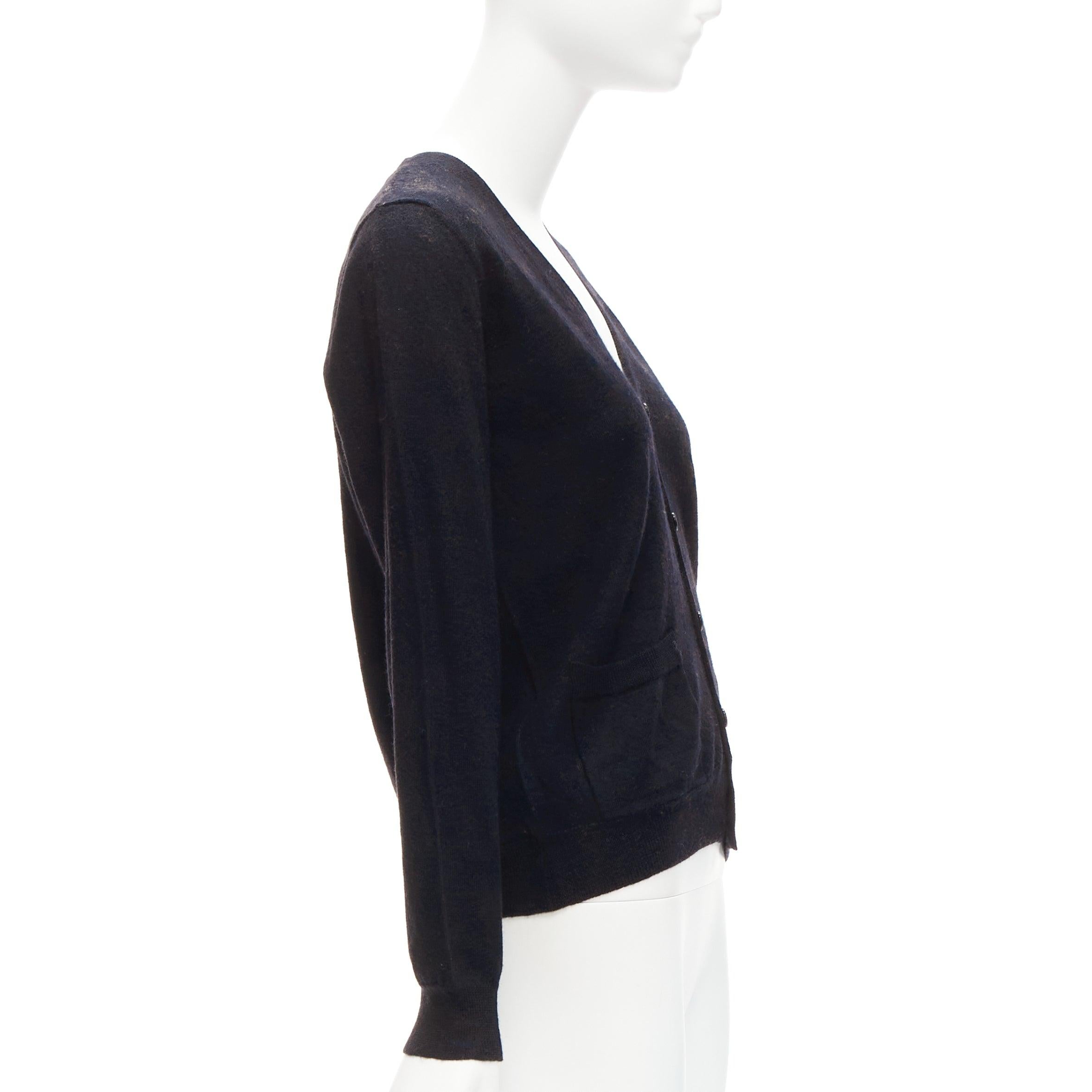 DRIES VAN NOTEN 100% merino wool black buttoned cardigan L In Good Condition For Sale In Hong Kong, NT