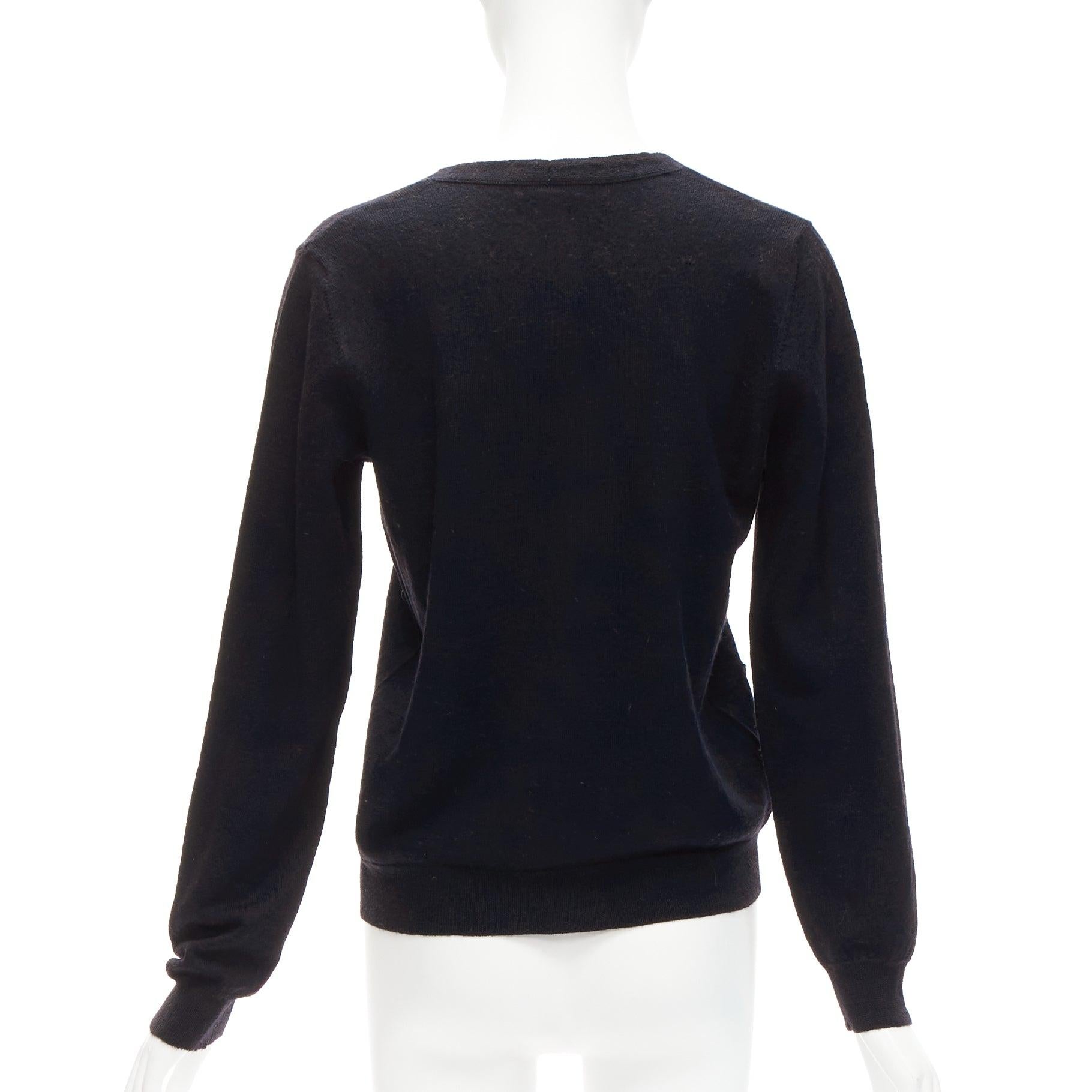 Women's DRIES VAN NOTEN 100% merino wool black buttoned cardigan L For Sale