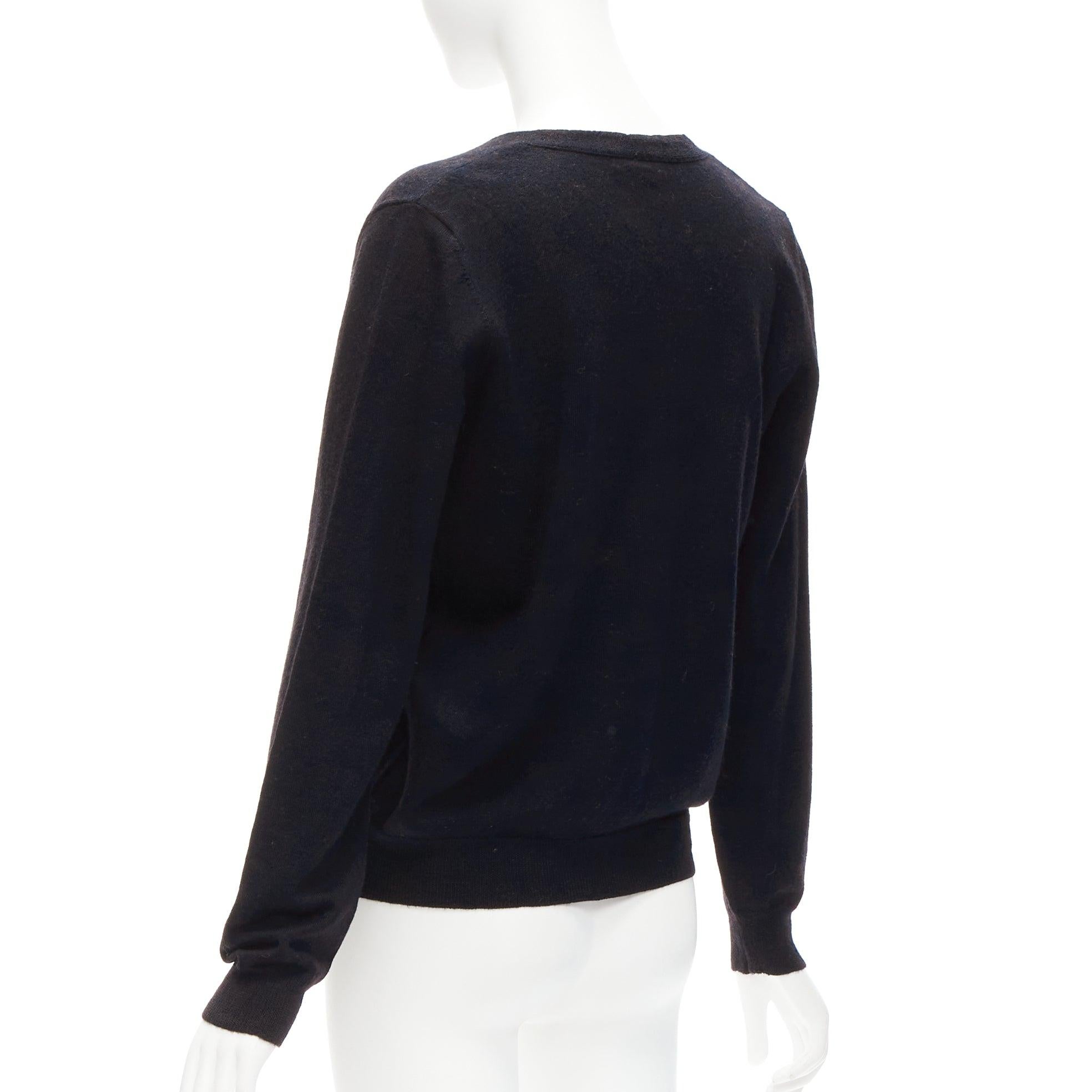 DRIES VAN NOTEN 100% Merinowolle schwarze Strickjacke mit Knopfleiste L im Angebot 2