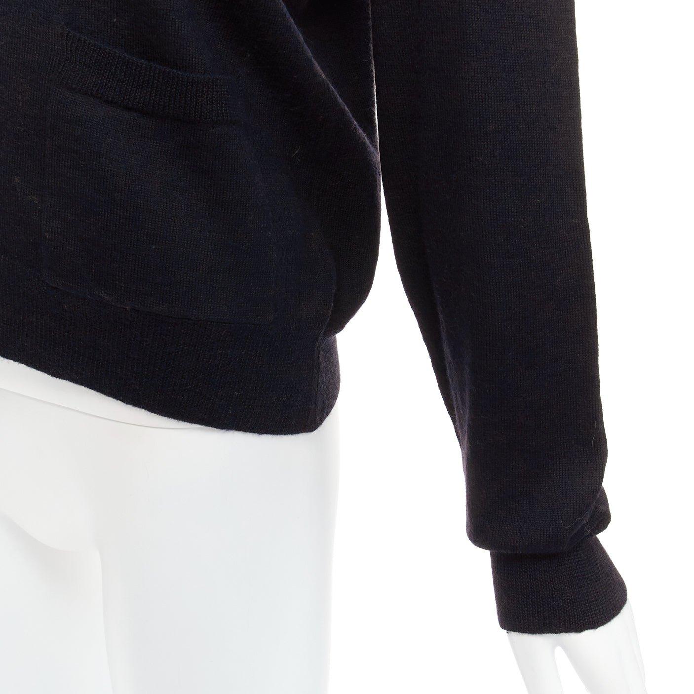 DRIES VAN NOTEN 100% Merinowolle schwarze Strickjacke mit Knopfleiste L im Angebot 3