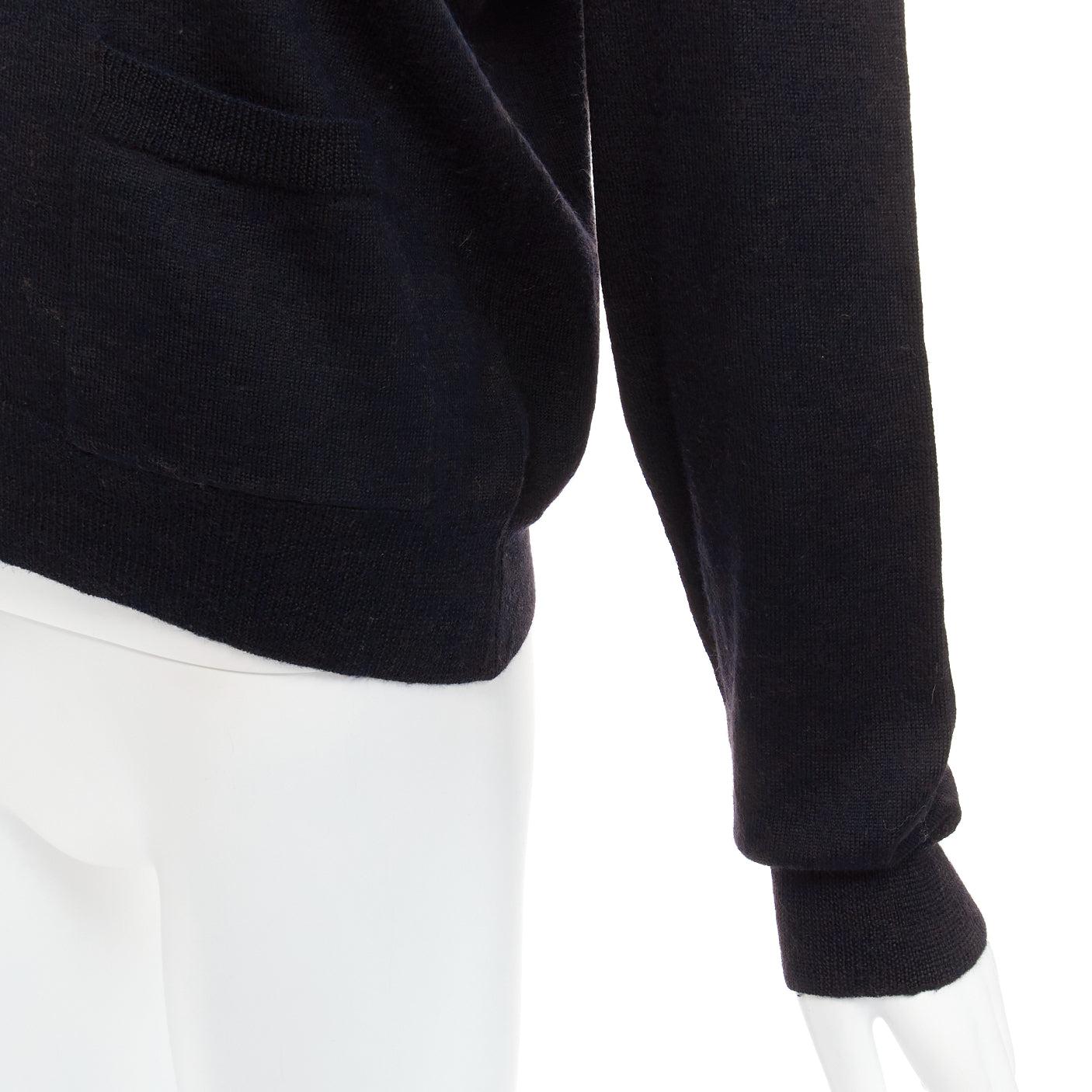 DRIES VAN NOTEN 100% merino wool black buttoned cardigan L For Sale 3