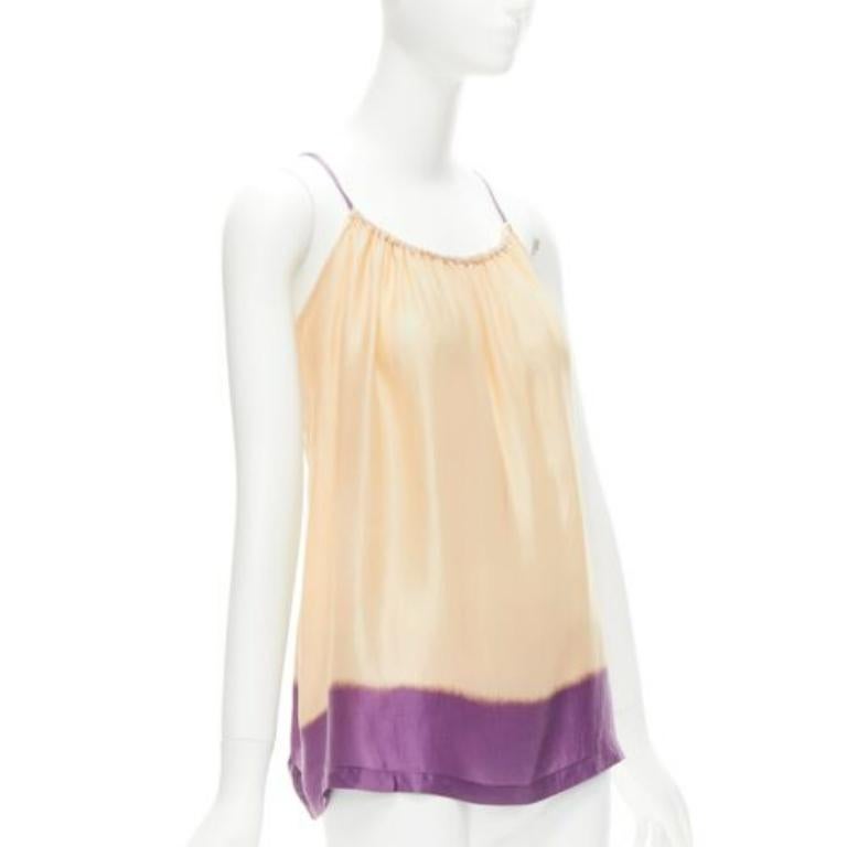 White DRIES VAN NOTEN 100% silk beige purple dip dye hem slip vest top M