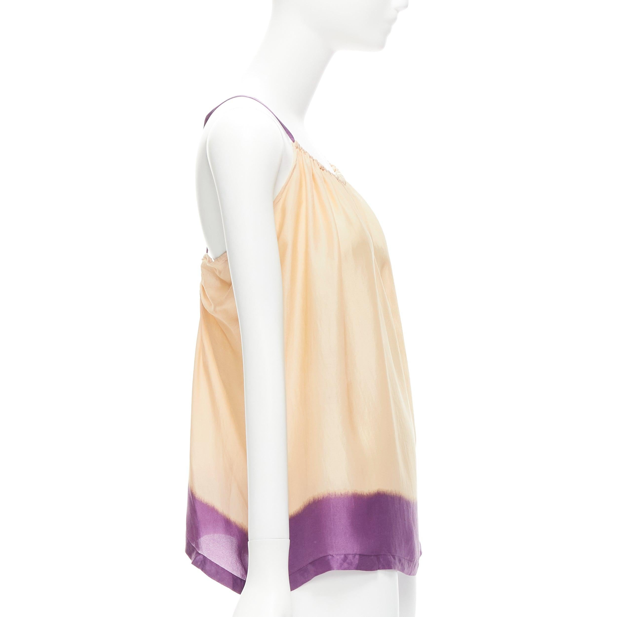 DRIES VAN NOTEN 100% silk beige purple dip dye hem slip vest top M In Excellent Condition For Sale In Hong Kong, NT