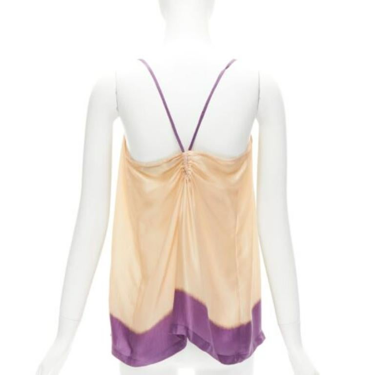Women's DRIES VAN NOTEN 100% silk beige purple dip dye hem slip vest top M