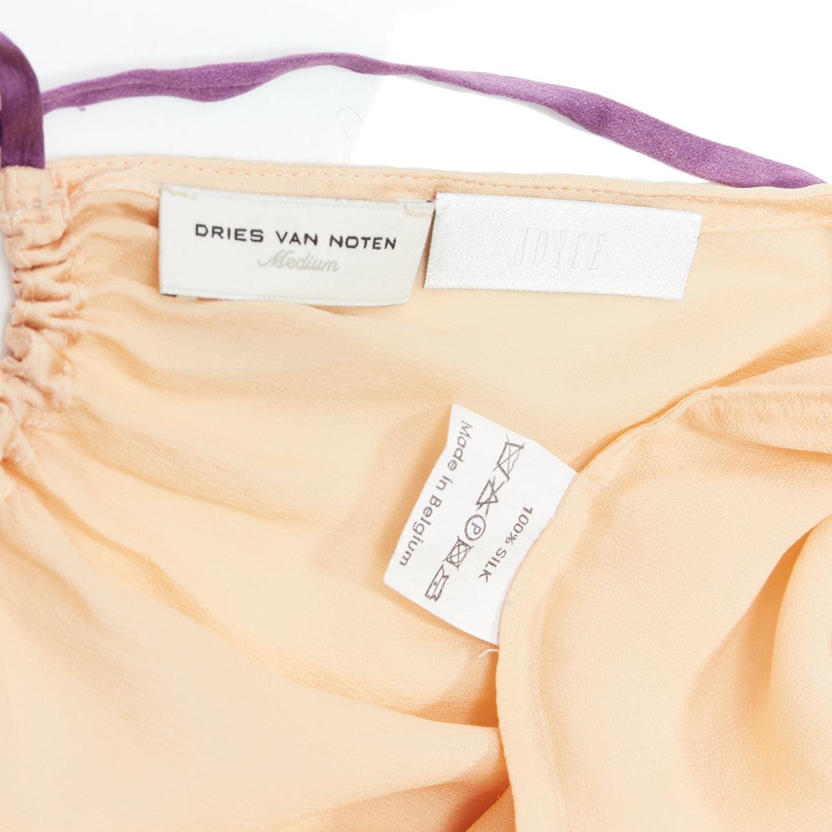 DRIES VAN NOTEN 100% silk beige purple dip dye hem slip vest top M For Sale 3