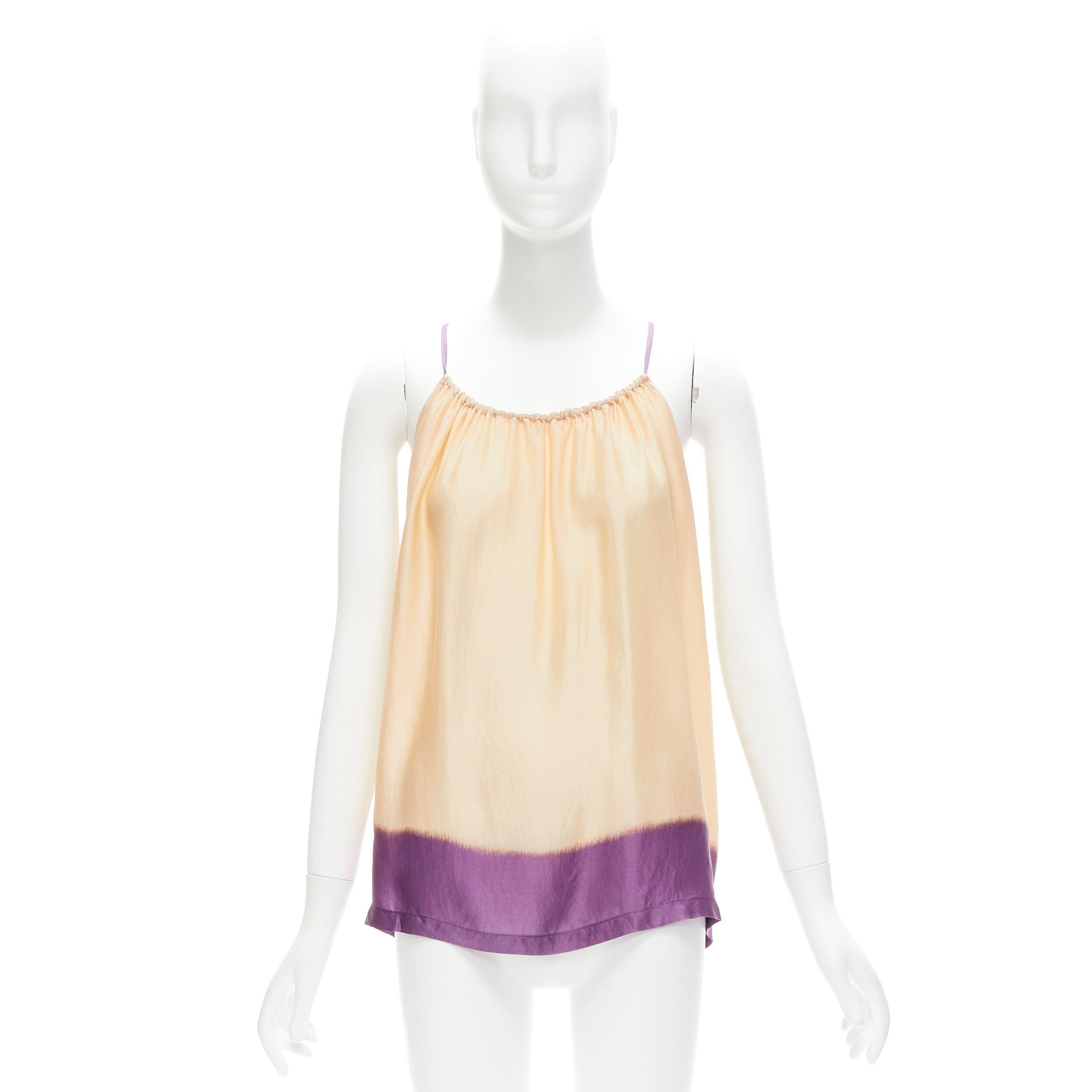 DRIES VAN NOTEN 100% silk beige purple dip dye hem slip vest top M For Sale 4