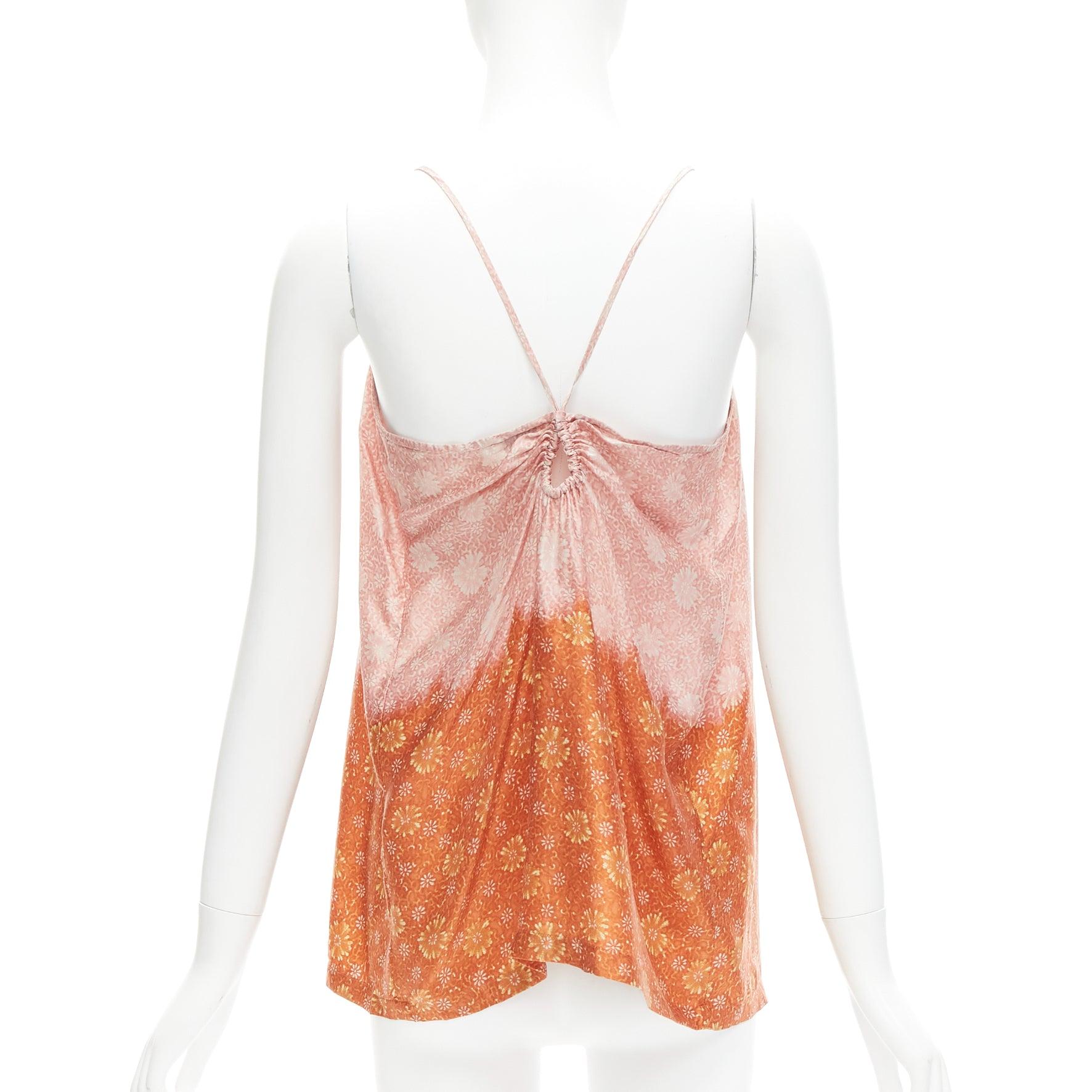 Women's DRIES VAN NOTEN 100% silk pink brown floral dip dye slip vest top M