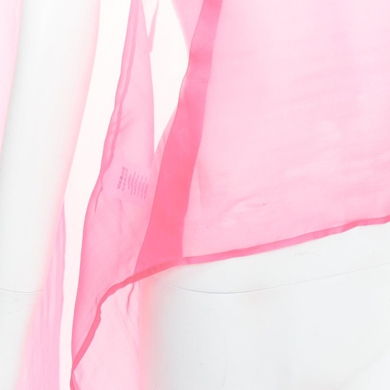 DRIES VAN NOTEN 100% Seide Rosa crew neck tie back langes durchsichtiges, durchsichtiges Oberteil FR36 S im Angebot 1
