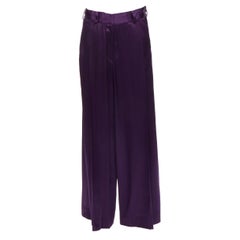 Used DRIES VAN NOTEN 100% viscose jewel tone purple fluid flowy wide leg pants FR38 S