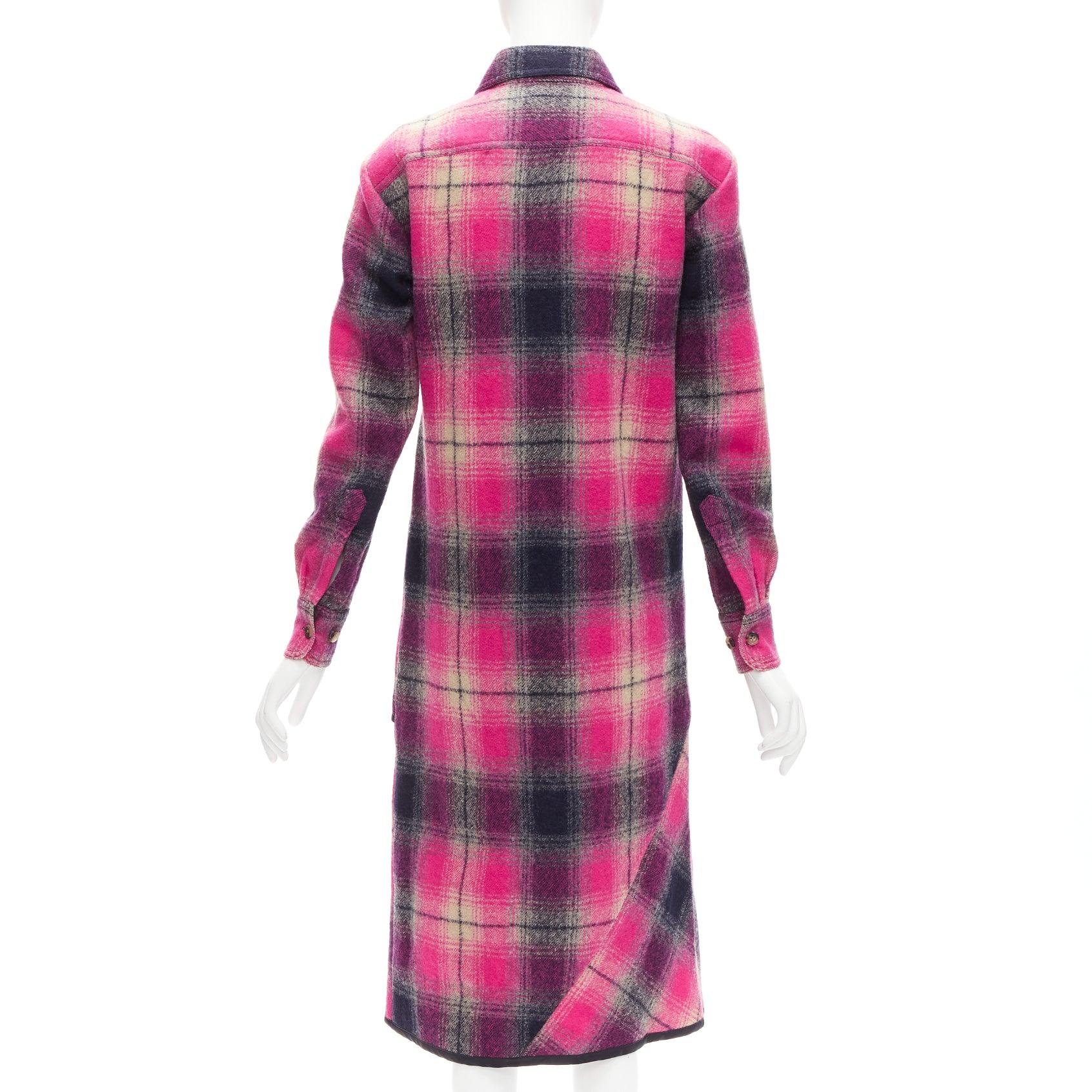 DRIES VAN NOTEN 100% wool black pink plaid bias splice hem dress FR34 XS In Excellent Condition For Sale In Hong Kong, NT