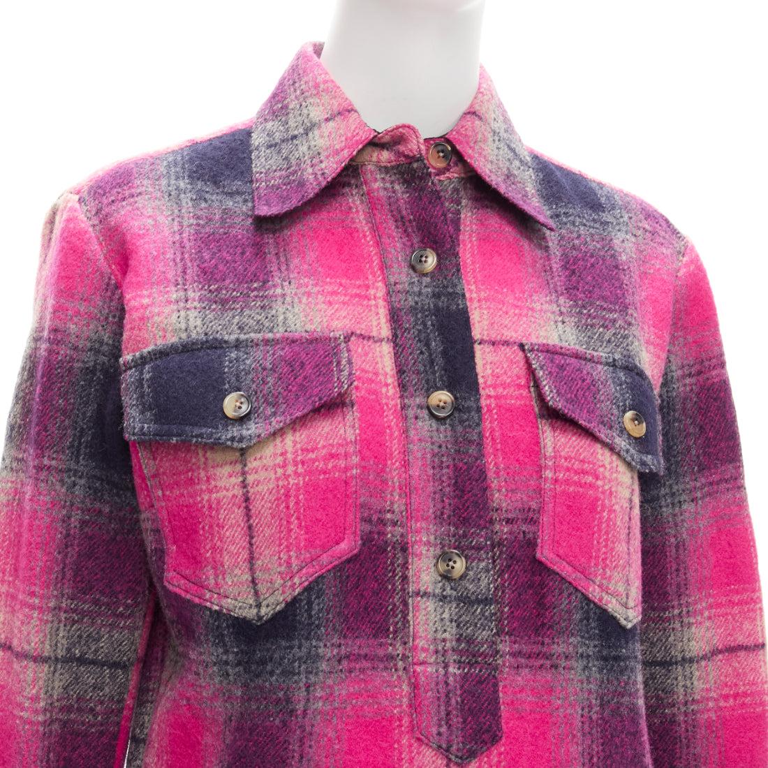 DRIES VAN NOTEN 100% wool black pink plaid bias splice hem dress FR34 XS For Sale 3