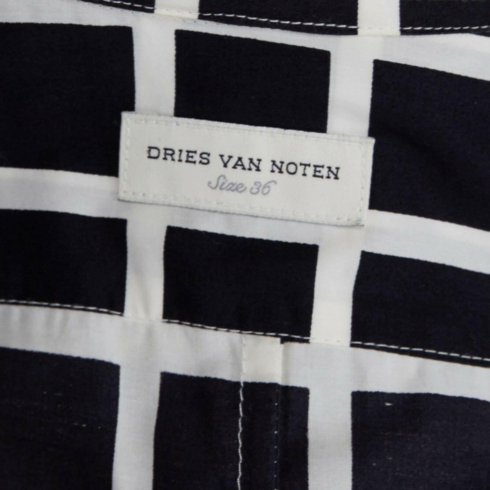 DRIES VAN NOTEN 2009 Runway black checked cotton wrap bustle knot dress FR36 S For Sale 6