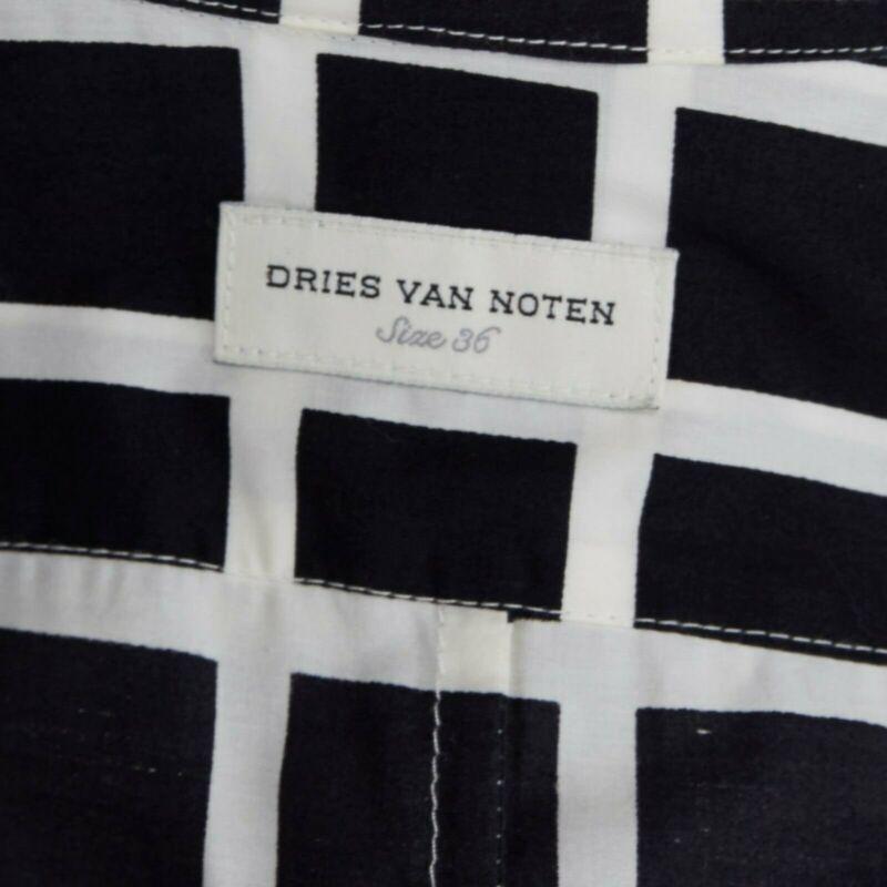 DRIES VAN NOTEN 2009 Runway black white checked wrap bustle knot dress FR36 S 6