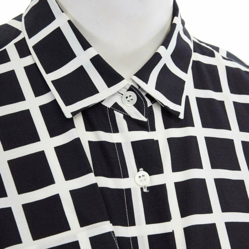 DRIES VAN NOTEN 2009 Runway black white checked wrap bustle knot dress FR36 S 3