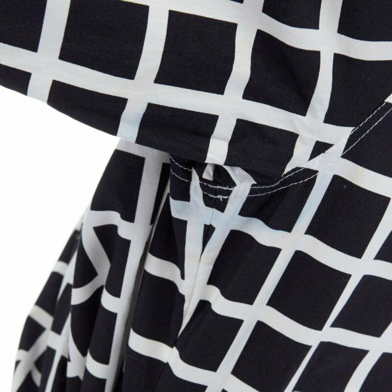 DRIES VAN NOTEN 2009 Runway black white checked wrap bustle knot dress FR36 S 4