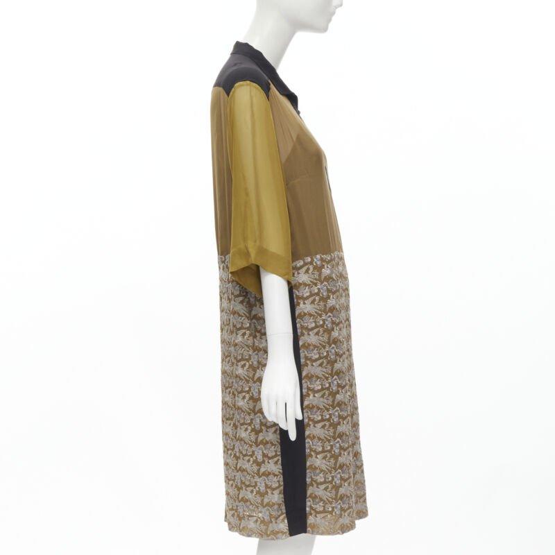 DRIES VAN NOTEN 2012 vestido dorado con bordado de grulla oriental FR36 S en Bueno estado para la venta en Hong Kong, NT